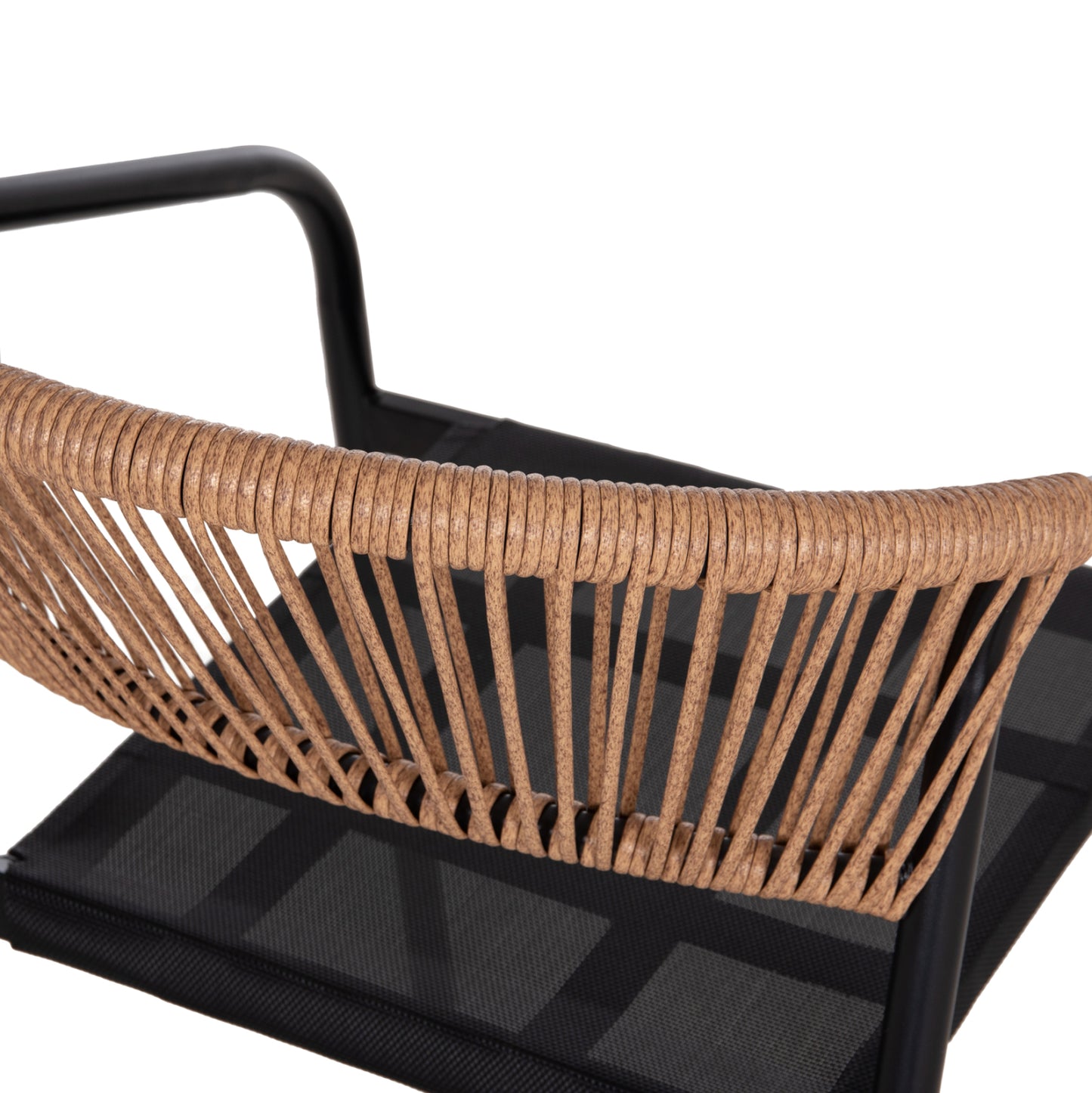 OUTDOOR ARMCHAIR HOMAN HM6430.03 METAL FRAME & TEXTILENE SEAT IN BLACK--BEIGE P.E.RATTAN 53x58x75H