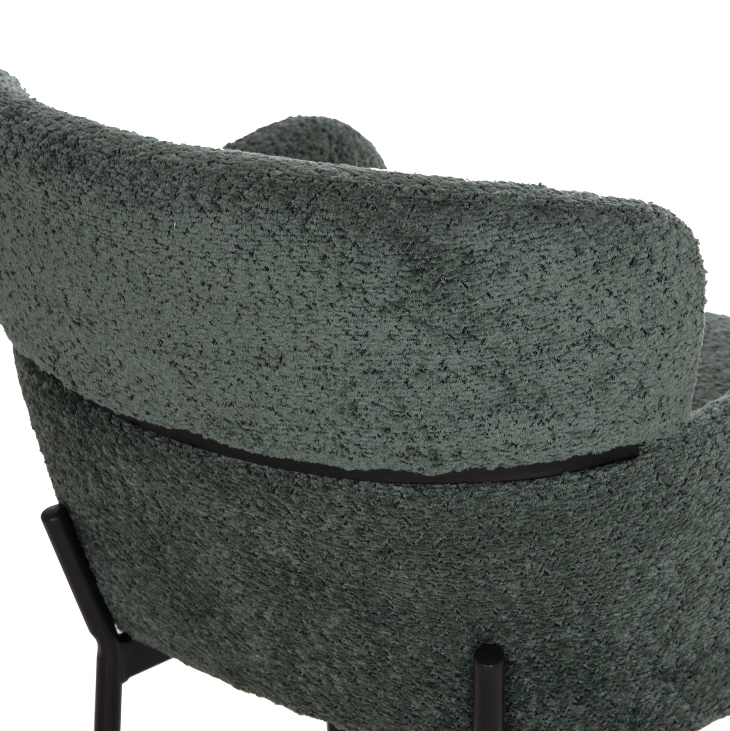 ARMCHAIR WOLF HM8583.03 PETROL GREEN BOUCLE FABRIC-BLACK METAL LEGS 56x62x80Hcm.