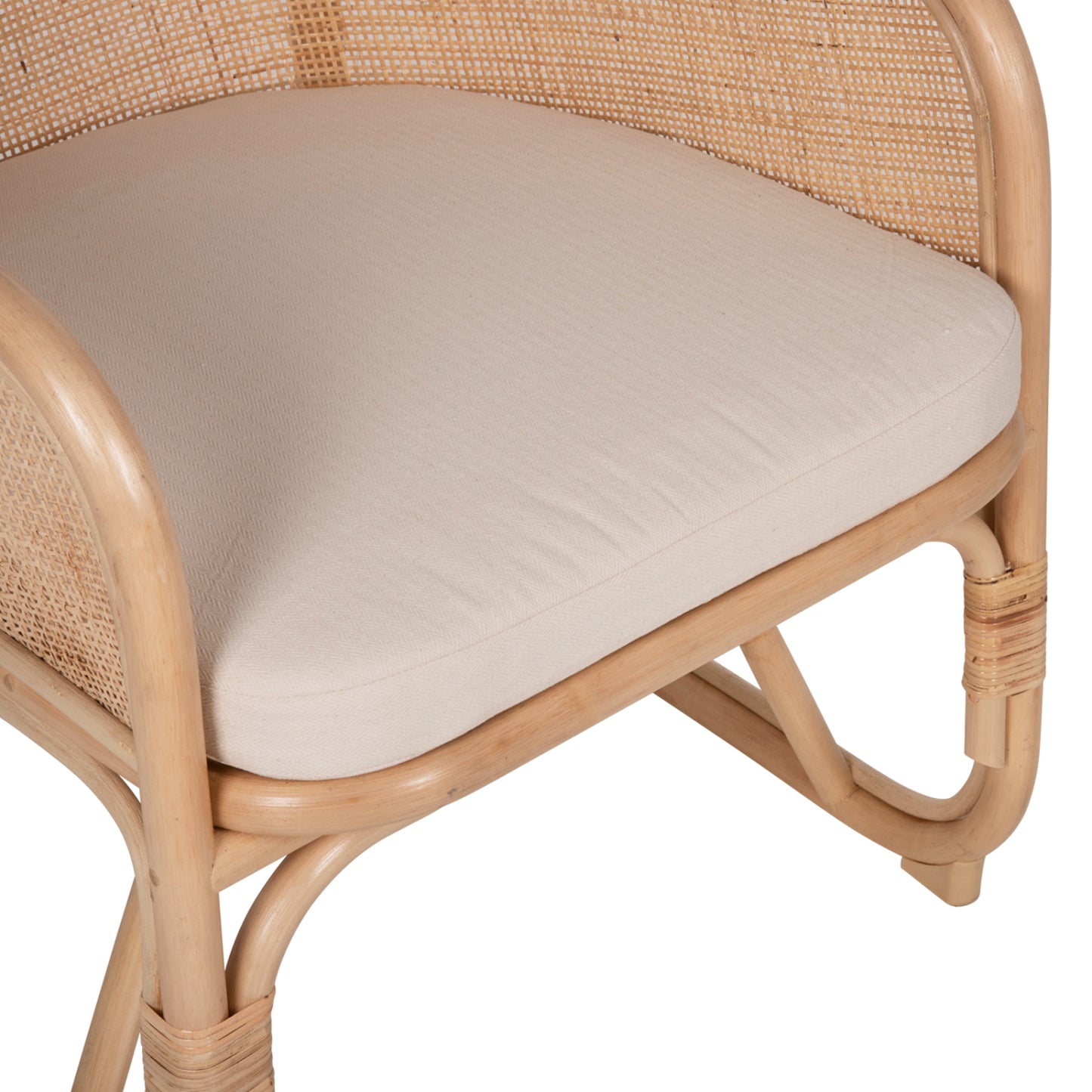 ARMCHAIR KIKO HM9839 RATTAN IN NATURAL POLISHED COLOR-WHITE CUSHION 61x71x76Hcm.