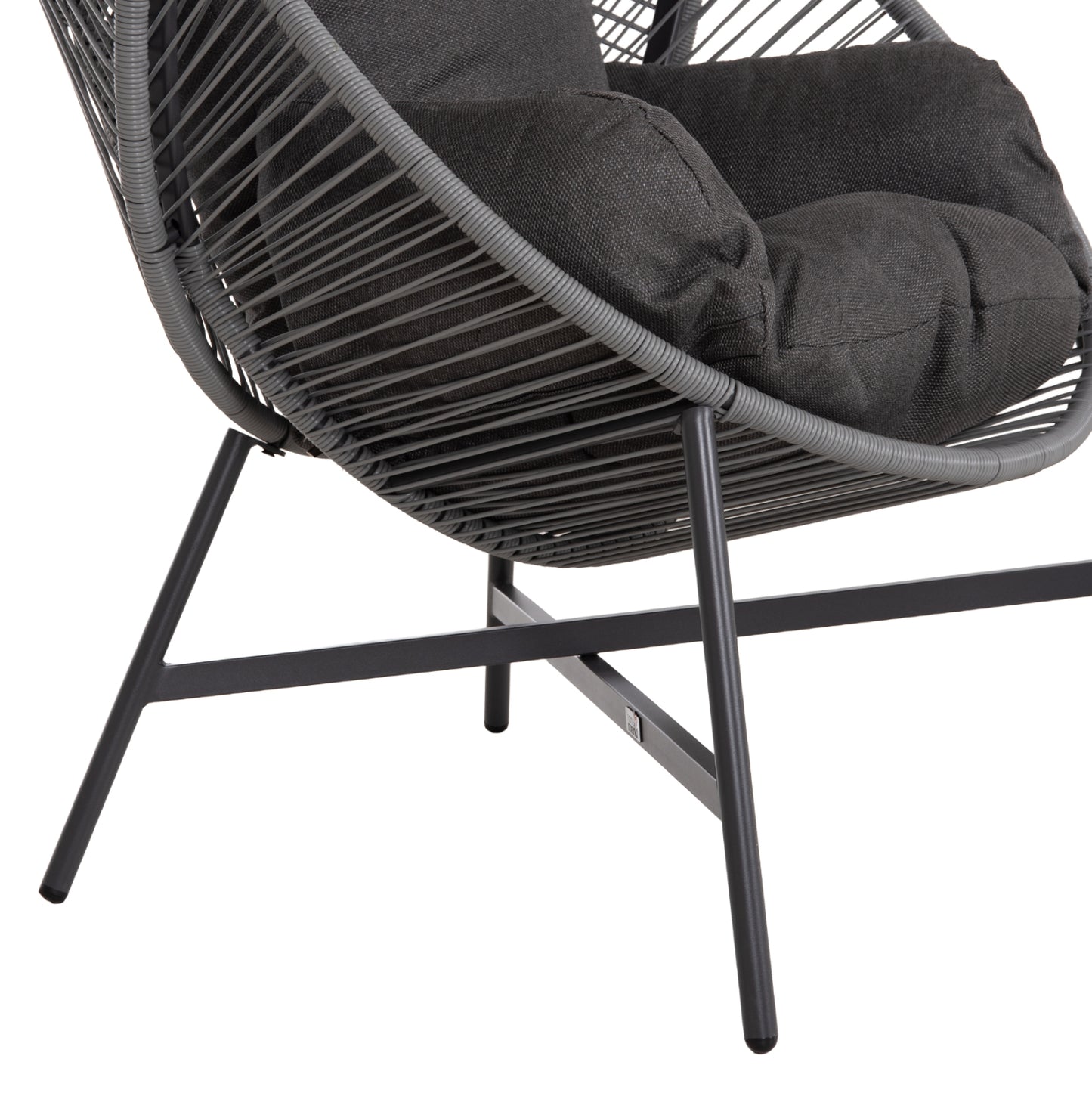 ARMCHAIR NEST-TYPE RULER HM6506.01 GREY STEEL-P.E.RATTAN-CUSHIONS 90x85x154Hcm