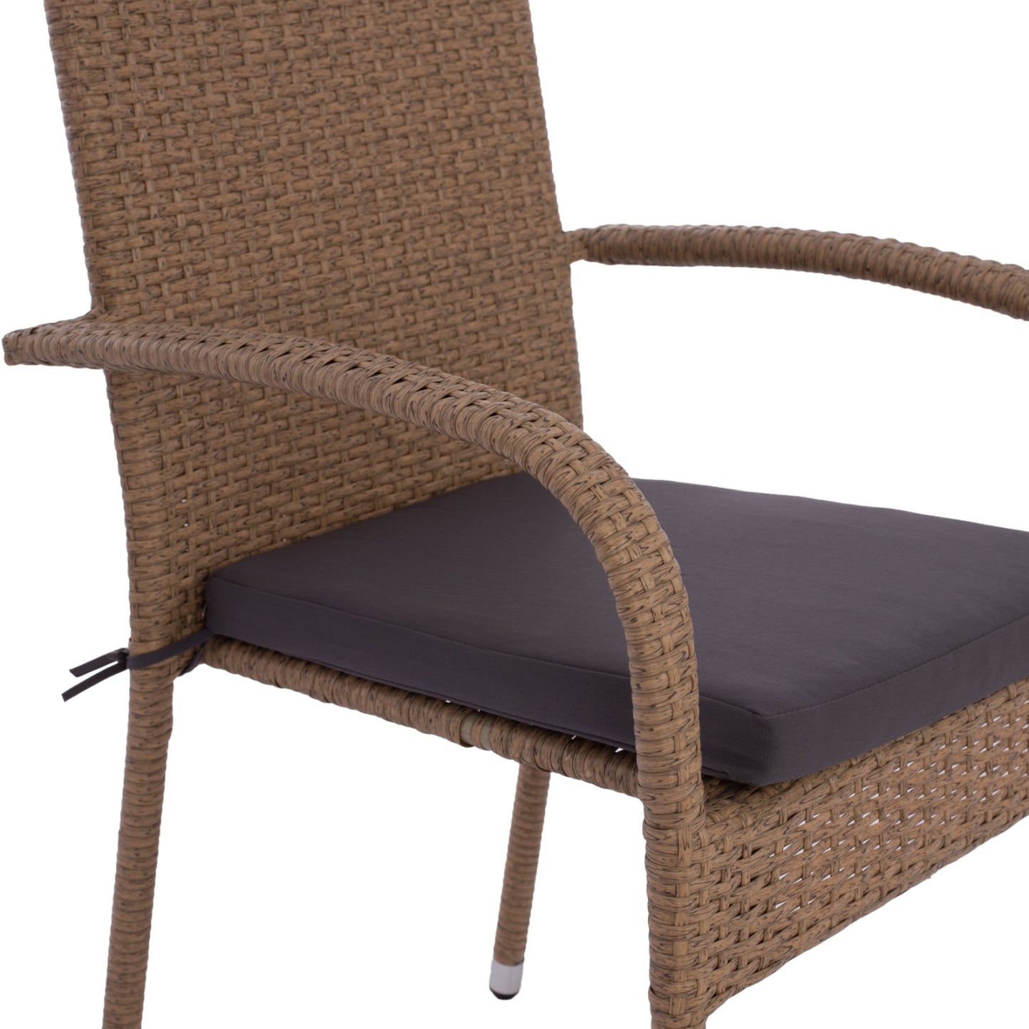 ARMCHAIR “ANISHA” METAL WITH BROWN-MOCHA WICKER AND SEAT CUSHION HM5685.02 56x60x94H CM.