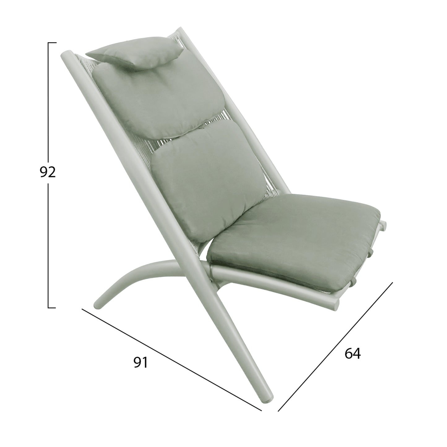LOUNGER RELAX REMUS HM6642.07 ALUMINUM & OLEFIN ROPE IN OLIVE GREEN 63x87x94Hcm.