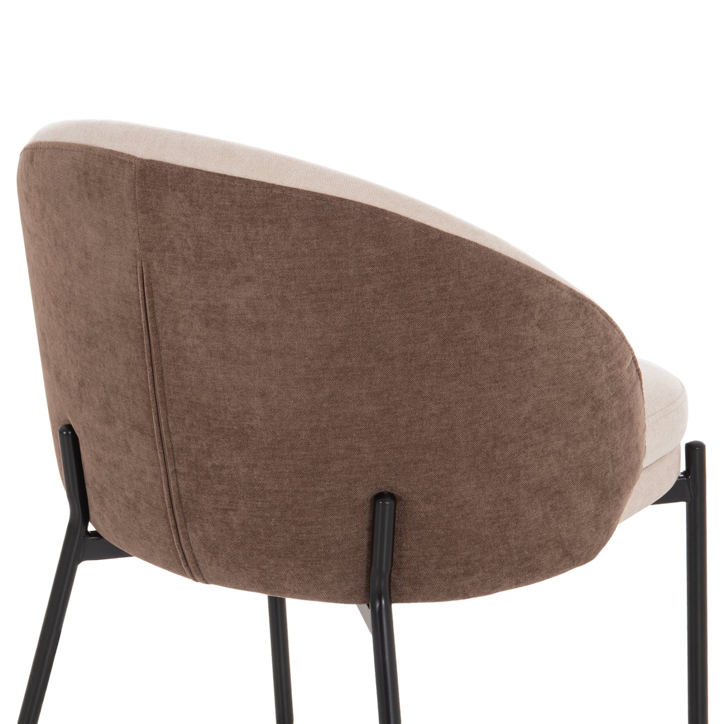 DINING CHAIR DETTON HM18426.02 BROWN/LIGHT BEIGE FABRIC-METAL BLACK LEGS 58x56x76Hcm.