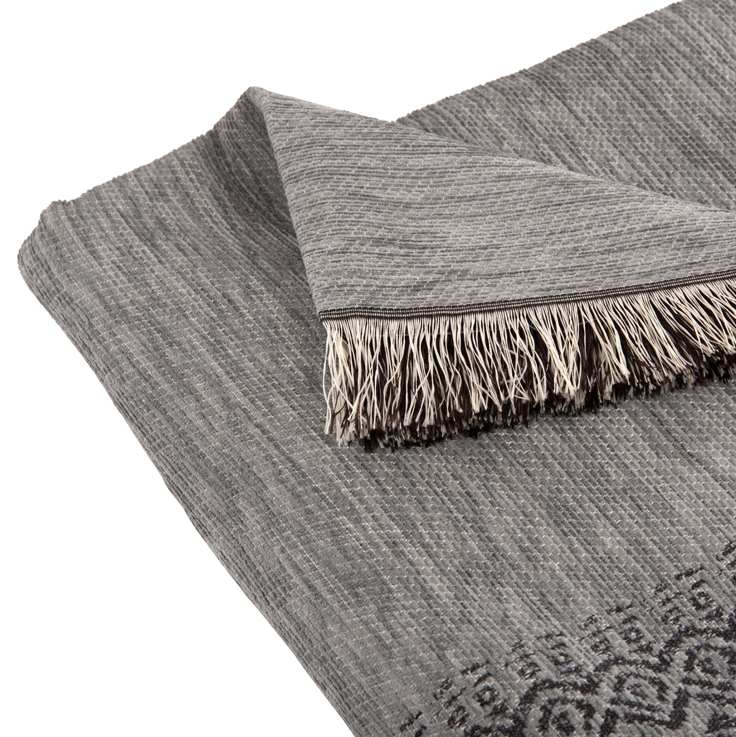 SOFA COVER-THROW WITH FRINGES DREAMTOPIA HM12163.06 IN GREY COLOR 245X170cm.