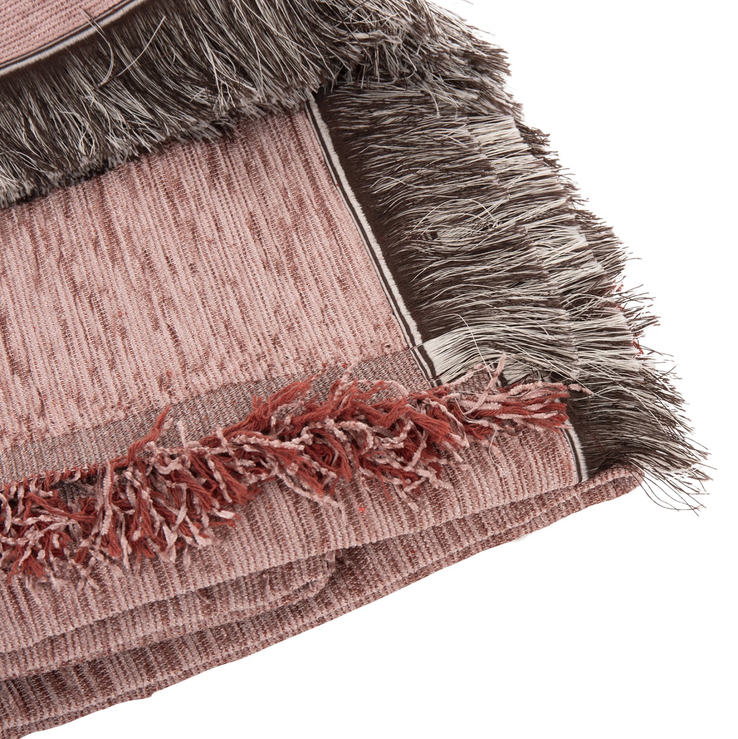 SOFA COVER-THROW WITH FRINGES DREAMTOPIA HM12164.11 IN DUSTY PINK COLOR 178X178cm.