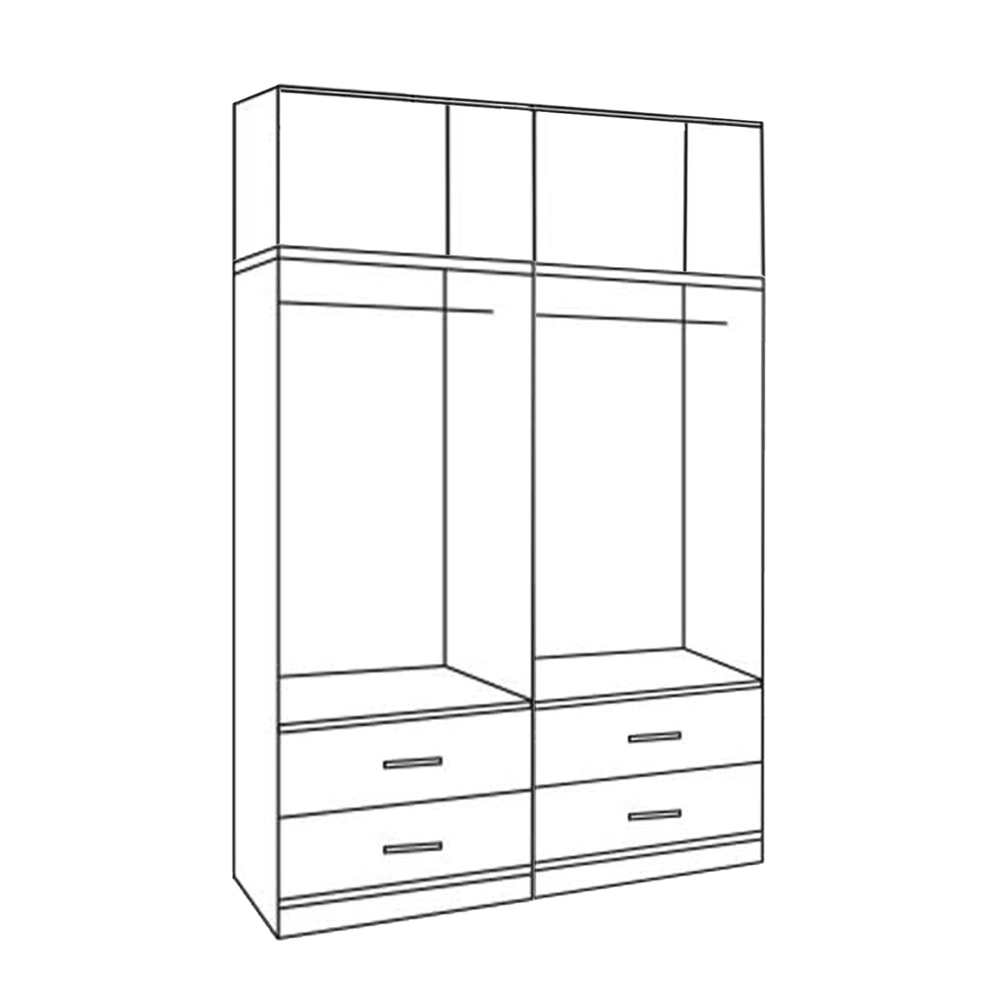Set 4 pieces Wardrobe 4 pieces with loft and 4 drawers Sonama 160x42x241 HM11352.02