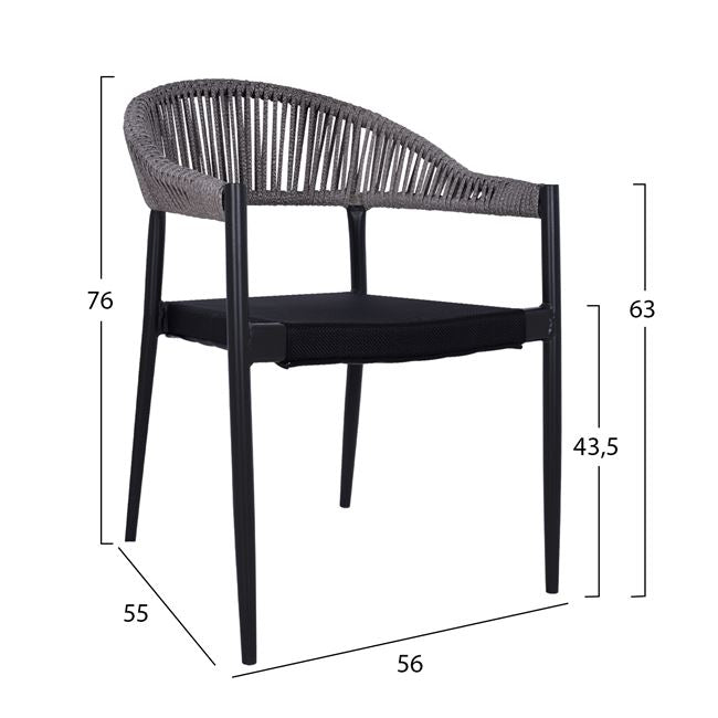 Set 5 pieces Aluminum with Table 140x80x75.5 Grey HM10519