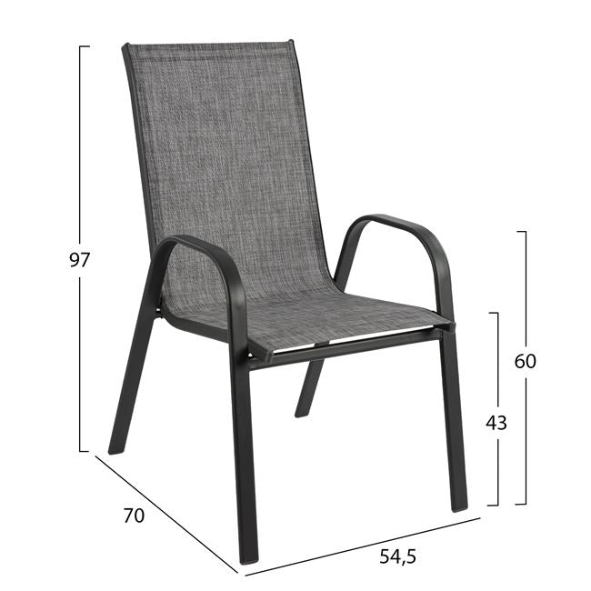 DINING SET 5PCS HM10525-ALUMINUM TABLE IN DARK GREY 120Χ80Χ75.5H & 4 CHAIRS IN GREY