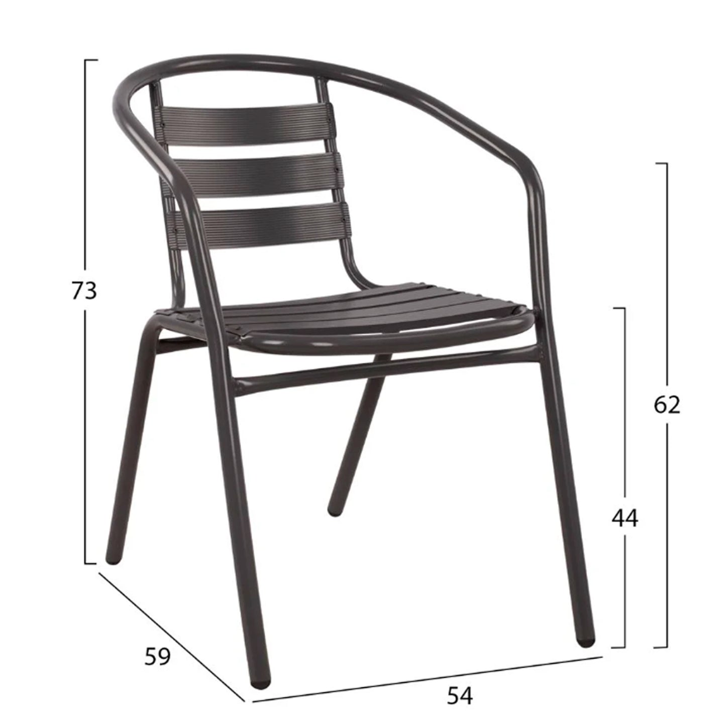 OUTDOOR LOUNGE SET 3PCS LAURA HM21112 SEMICIRCULAR TABLE & 2 ARMCHAIRS IN GREY