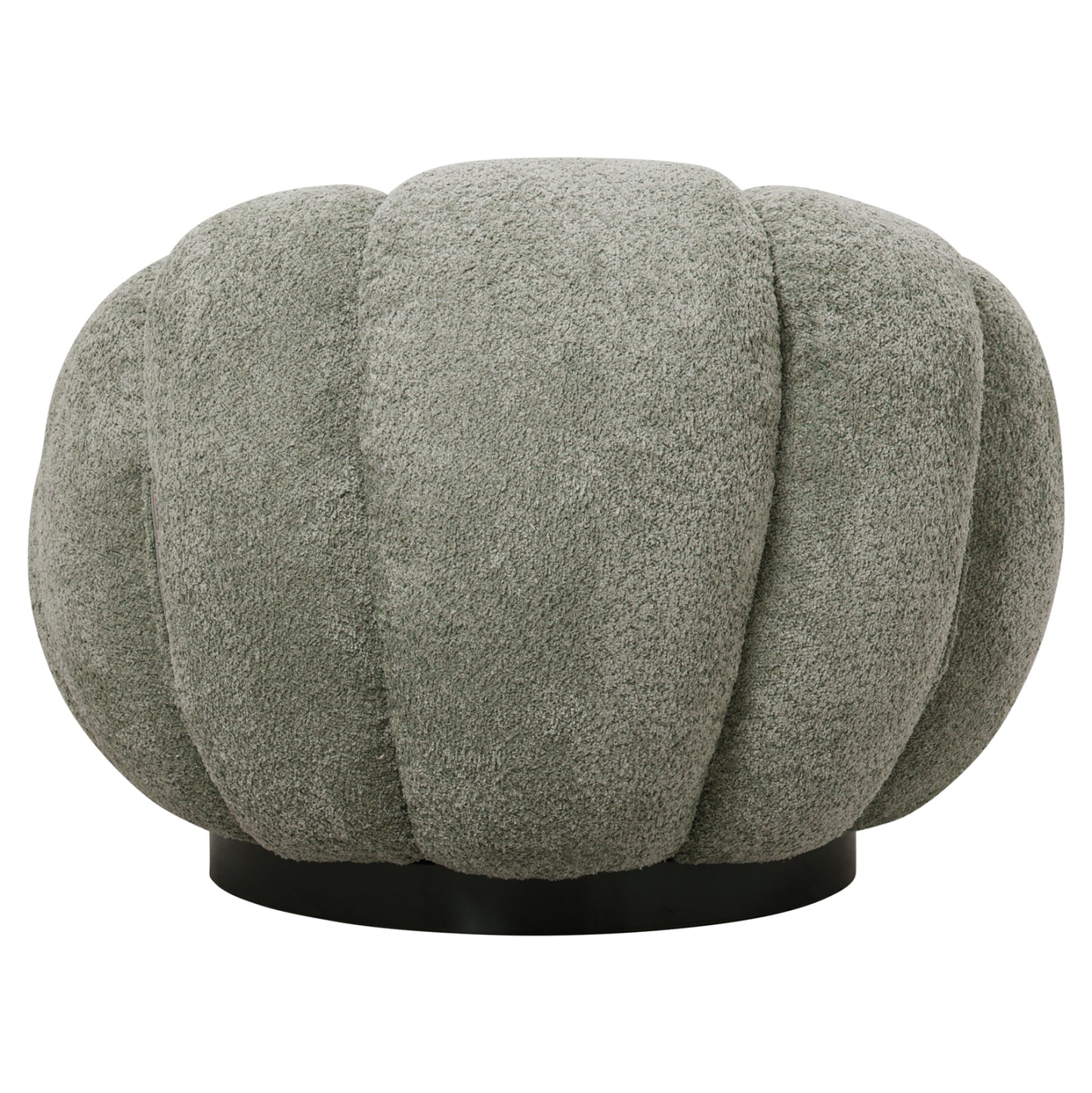 SET SWIVELLING ARMCHAIR WITH ROUND STOOL GRYMM HM10928.05 PISTACHIO GREEN BOUCLE FABRIC