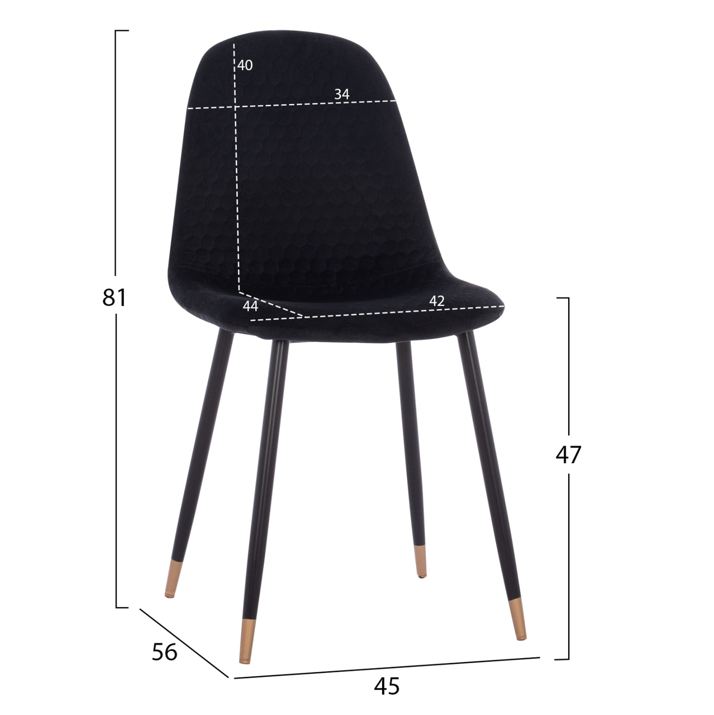 DINING SET 5PCS ALIZA HM11196.09 MDF TOP--VELVET & METAL IN BLACK