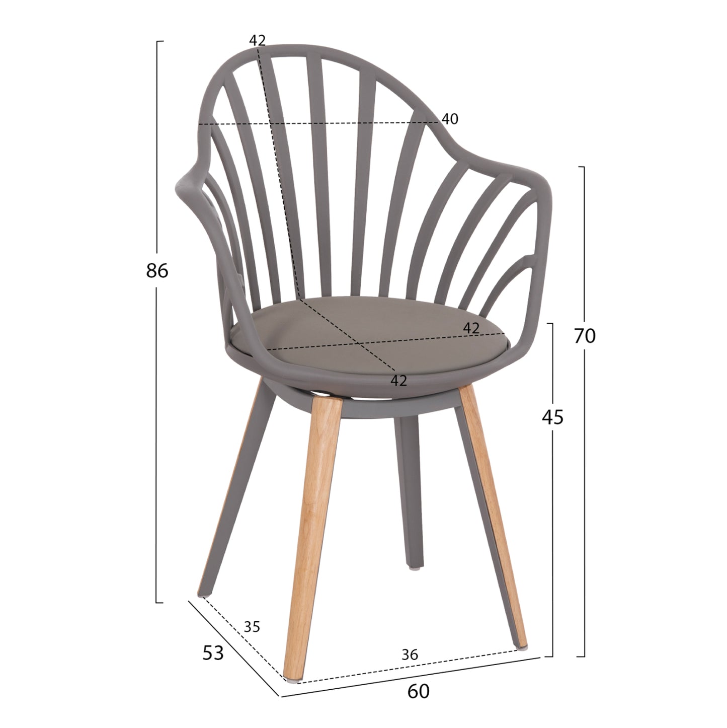 DINING SET 5PCS ANAIS HM21176 MDF TOP IN GREY--P.P. & PU IN GREY
