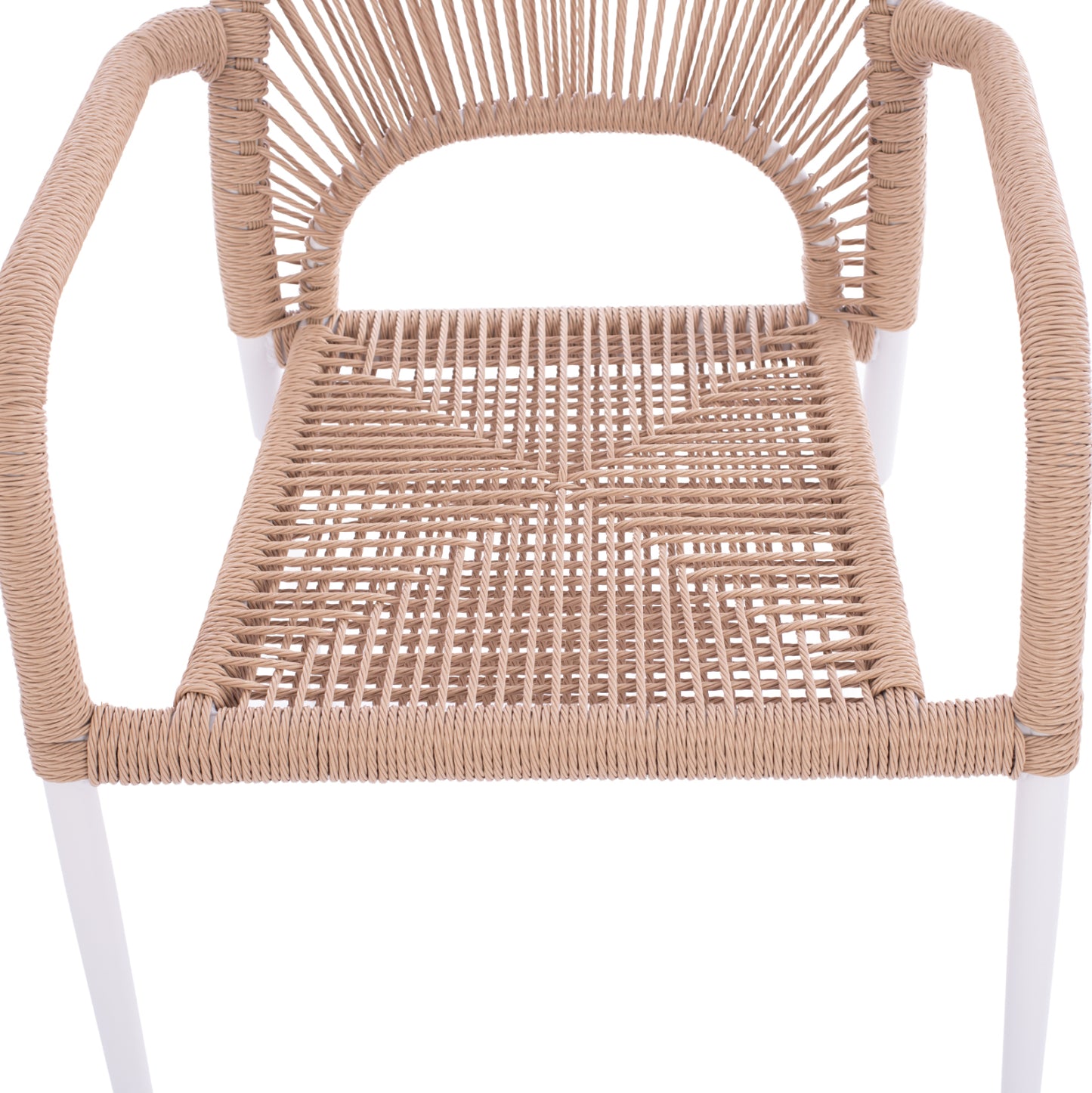 OUTDOOR DINING SET 5PCS SAHIRA HM10948.01 ALUMINUM IN WHITE--P.E.ROPE IN BEIGE