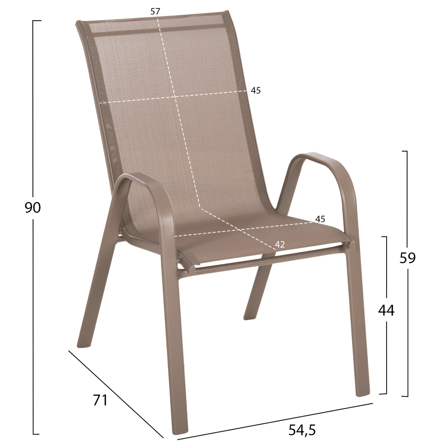 OUTDOOR DINING SET 5PCS LEON HM5193.04 TABLE-CHAIRS METAL IN CHAMPAGNE COLOR