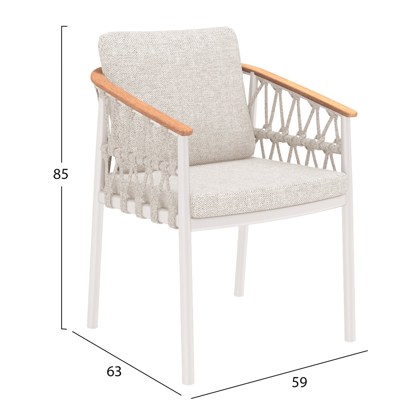 OUTDOOR DINING SET 7PCS DOSUN HM10910.02 CREAM WHITE ALUMINUM--ROPE & OLEFIN CUSHIONS IN BEIGE