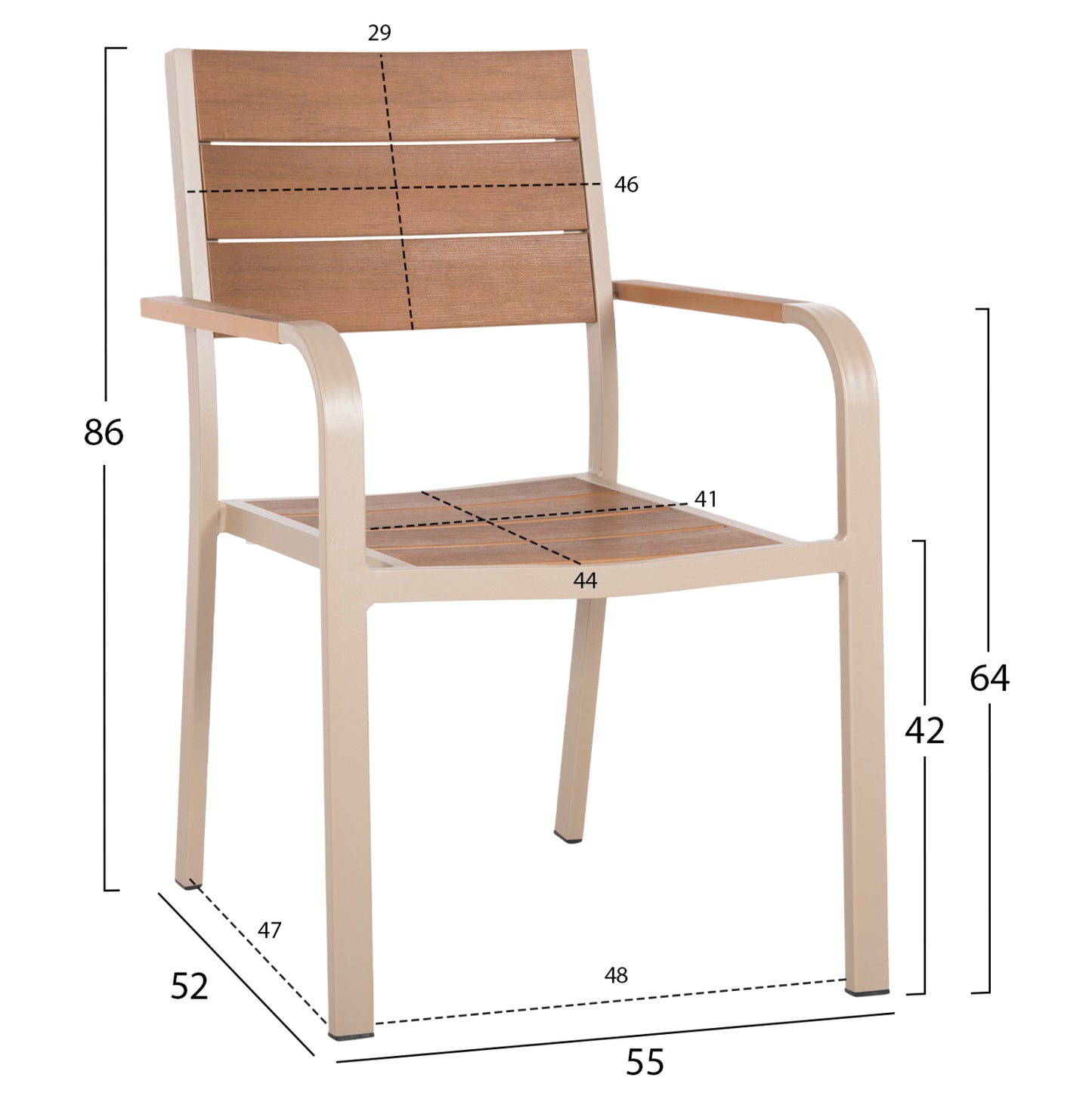 OUTDOOR DINING SET TABER HM10840.01 TABLE & 4 DINING CHAIRS-ALUMINUM & POLYWOOD--CHAMPAGNE
