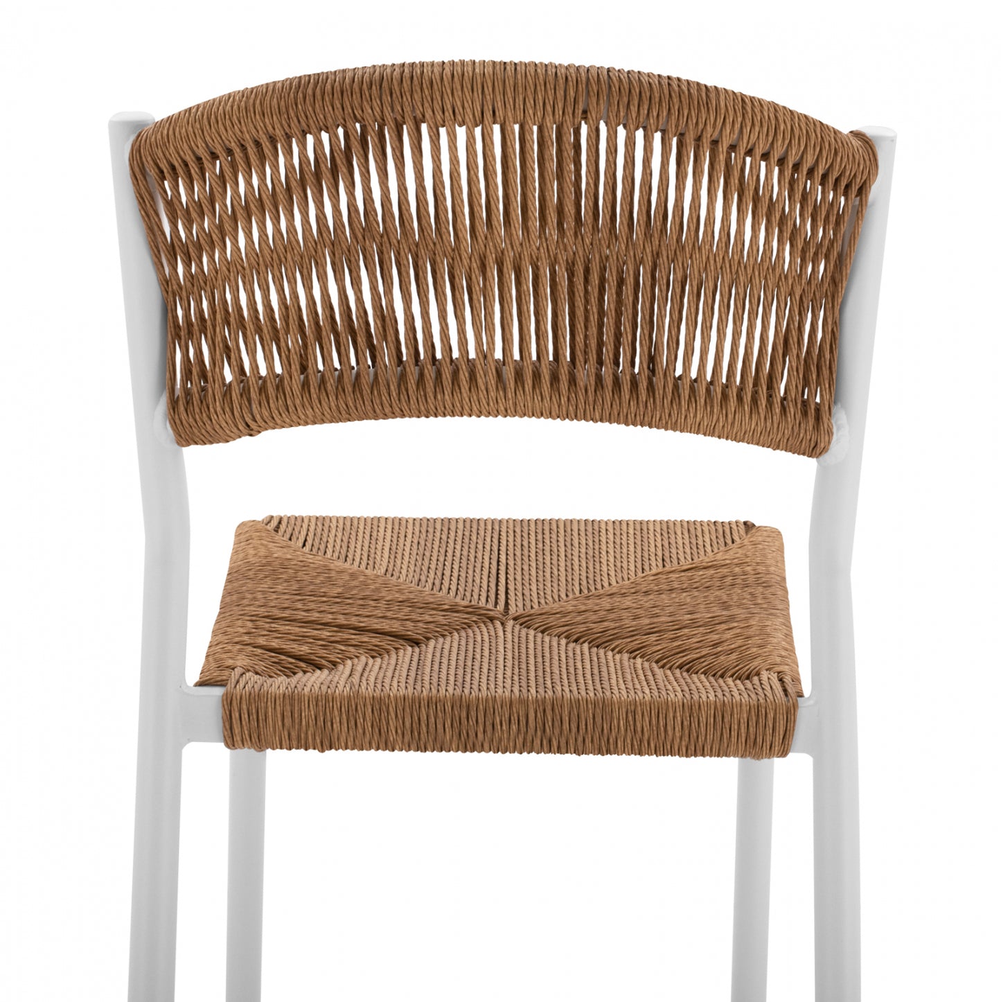ALUMINUM BAR STOOL WHITE WITH PE ROPE BEIGE HM5789.01 45,5x56x111 cm.