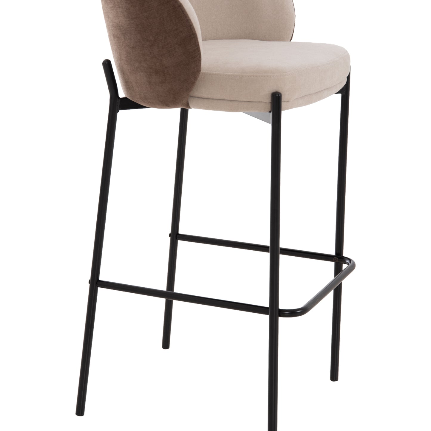 BAR STOOL DETTON HM18430.02 BEIGE/BROWN FABRIC--BLACK METAL FRAME 55x50x97Hcm.