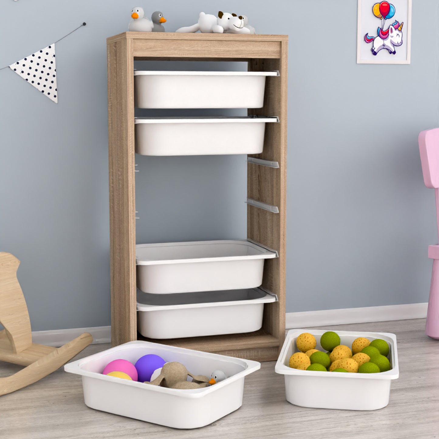 CHEST OF DRAWERS SANI HM18199.03 MELAMINE IN SONAMA-WHITE P.E. DRAWERS 45,5x29,6x91,8Hcm.