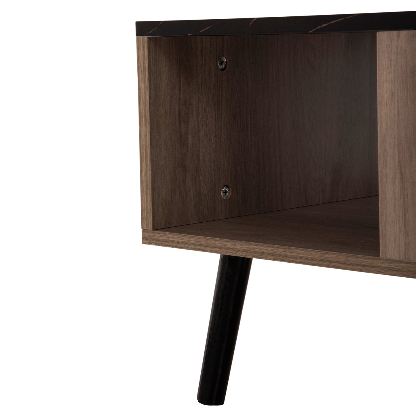 COFFEE TABLE WITH SHELF GUNNEZ HM9036.21 WALNUT & BLACK MARBLE LOOK 90x54x38.5H cm.