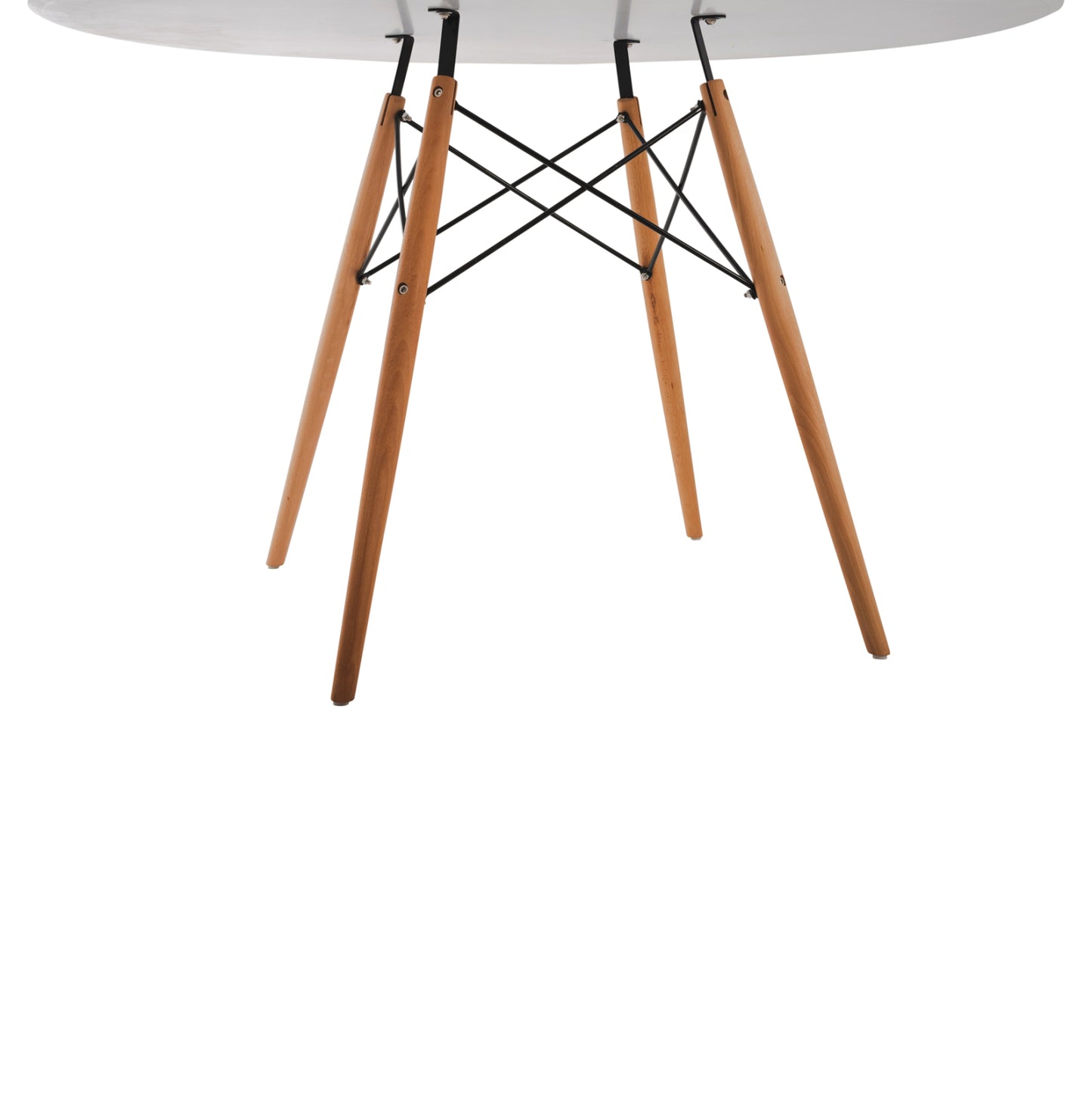 DINING TABLE ROUND MINIMAL HM8454.01 MDF IN WHITE COLOR-BEECH WOOD LEGS IN NATURAL Φ120Χ75Hcm.