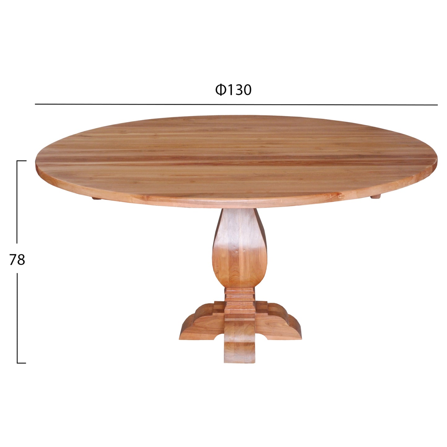 ROUND DINING VEDU HM9465.01 TABLE TEAK WOOD CARVED LEG Φ130x78Hcm.