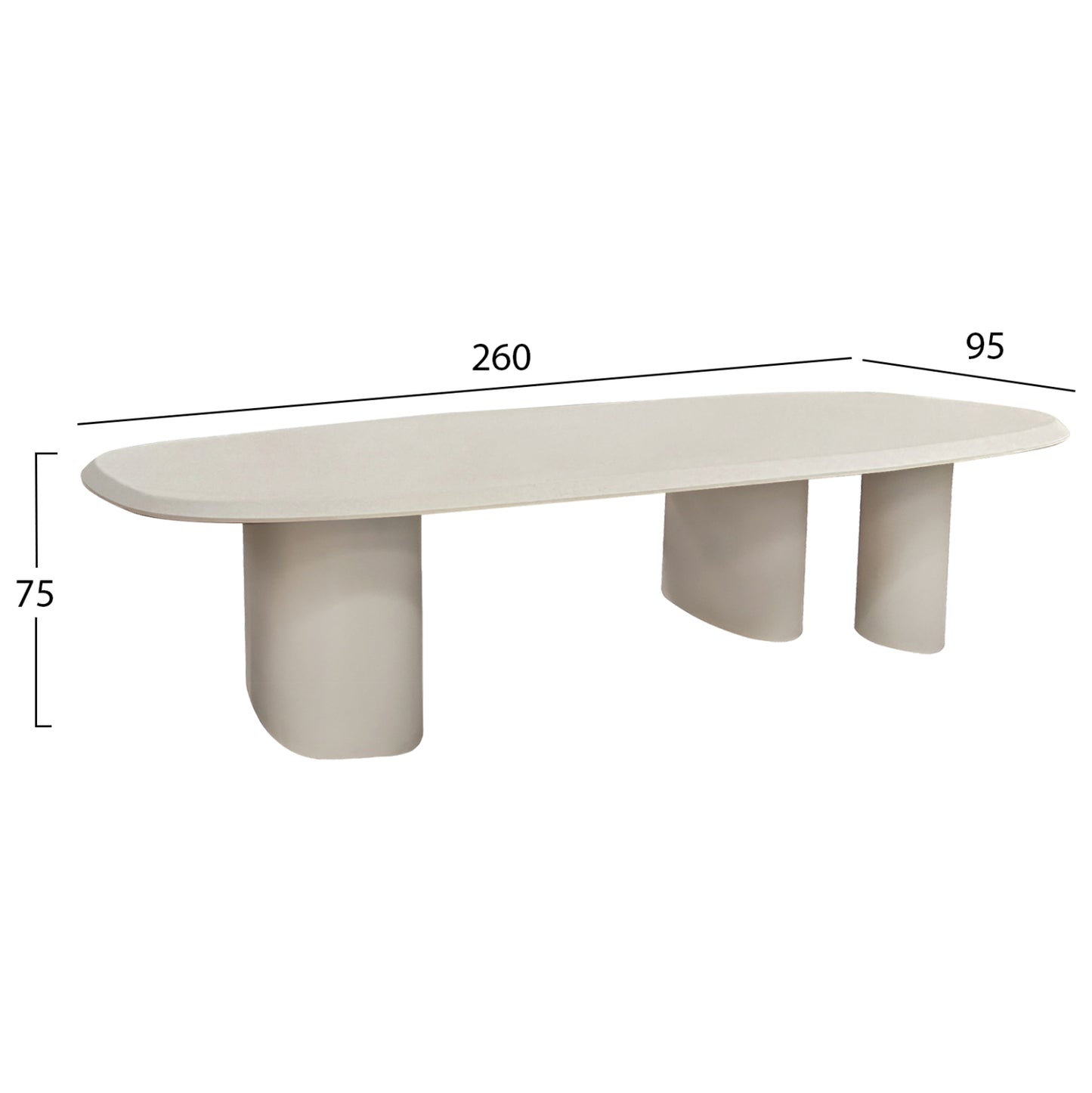 DINING TABLE OVAL GLEN HM6598.02 FIBER CEMENT IN BEIGE 260x95x75Hcm