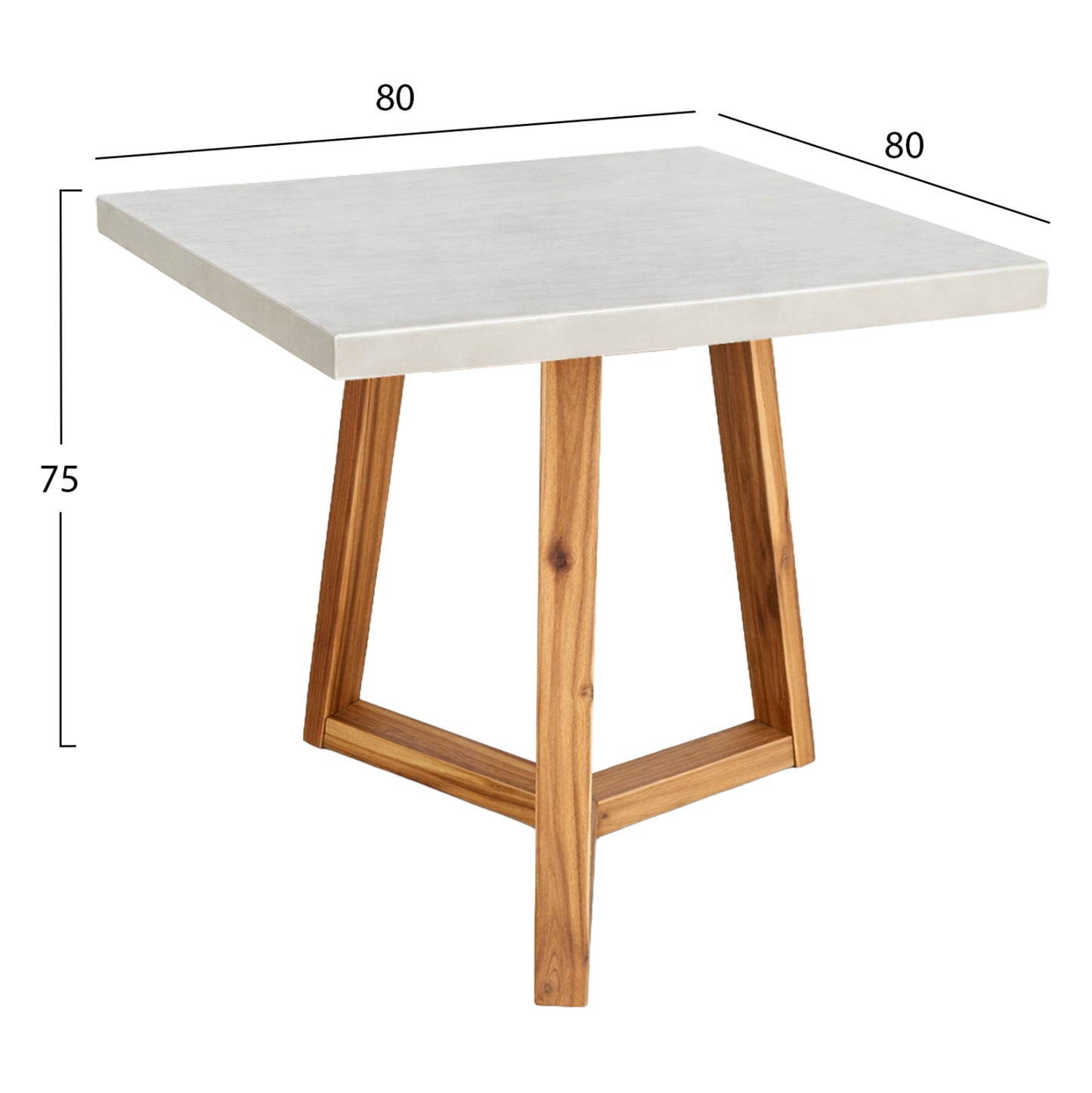 DINING TABLE SQUARE PRIVO HM6602.02 BEIGE FIBER CEMENT--ACACIA WOOD 80x80x75Hcm.