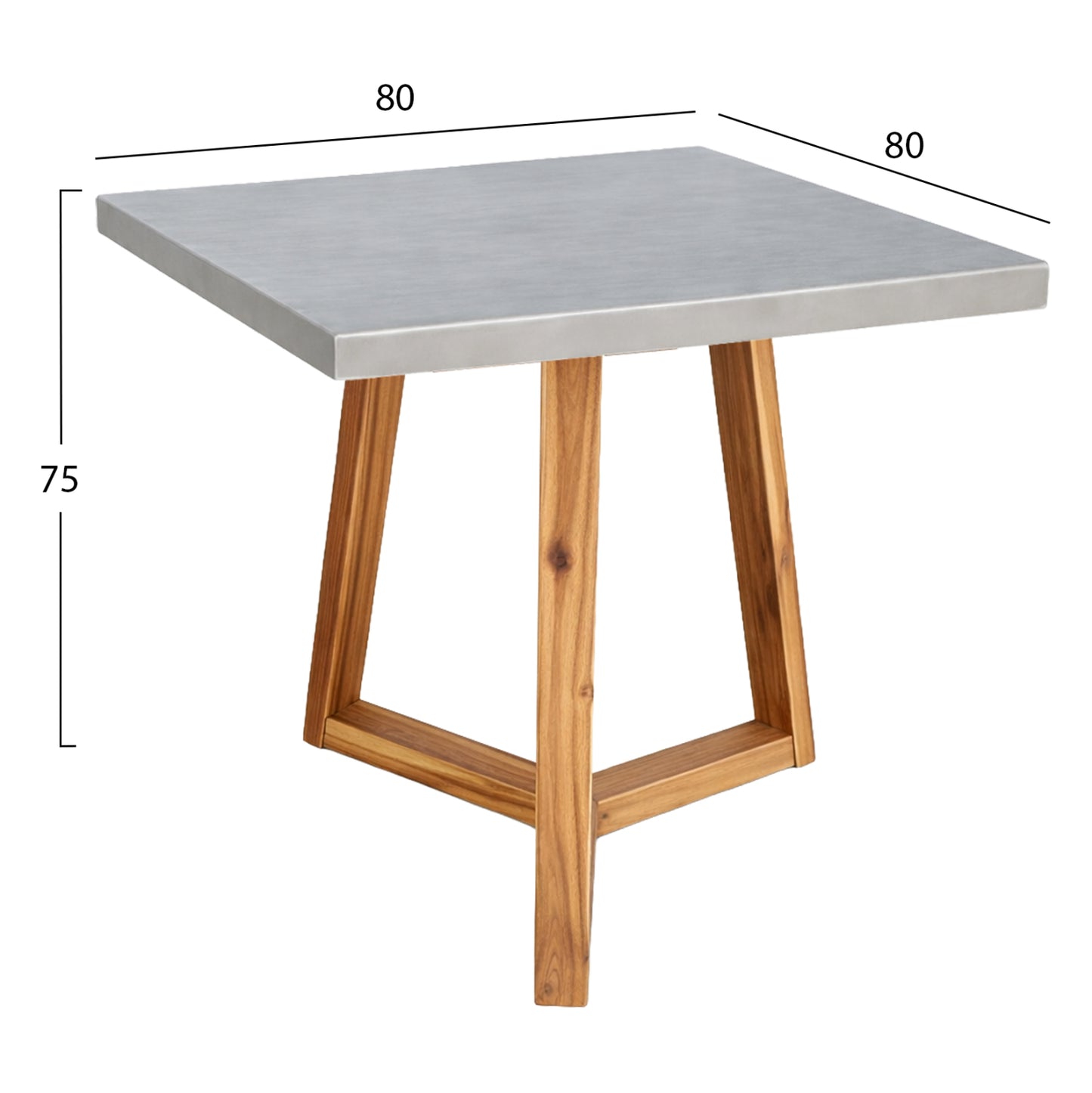 DINING TABLE SQUARE PRIVO HM6602.01 GREY FIBER CEMENT--ACACIA WOOD 80x80x75Hcm.