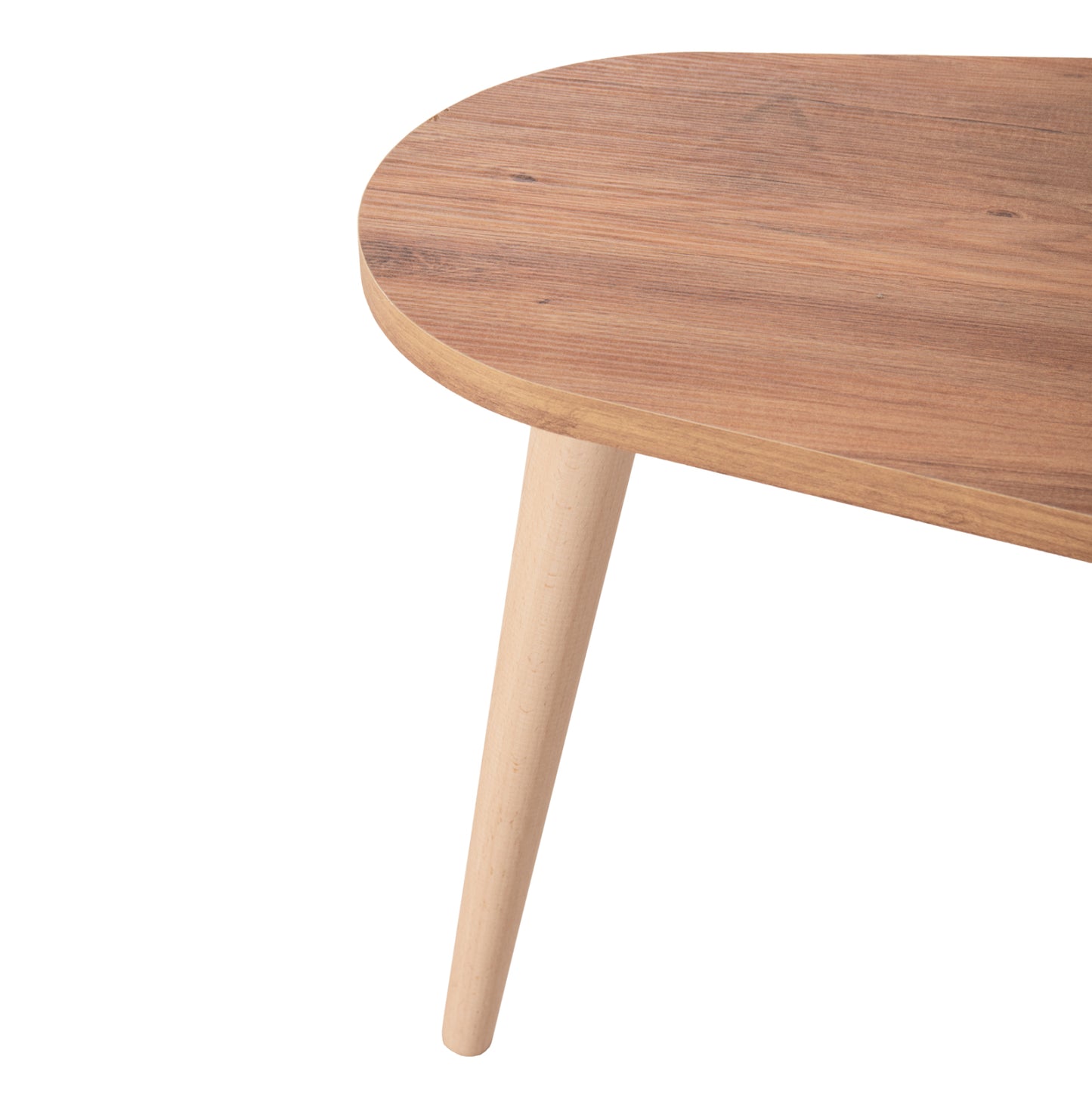 COFFEE TABLES 2PCS APRILIA HM18179.02 MELAMINE IN NATURAL & BLACK MARBLE-WOODEN LEGS IN NATURAL 95x47x47Hcm