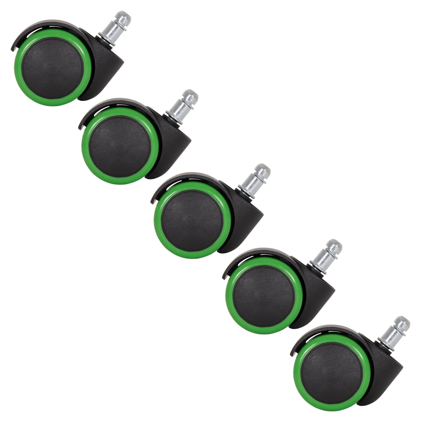 REPLACEMENT CASTOR WHEELS 5PCS SET FOR OFFICE CHAIRS HM1203.03--BLACK & GREEN