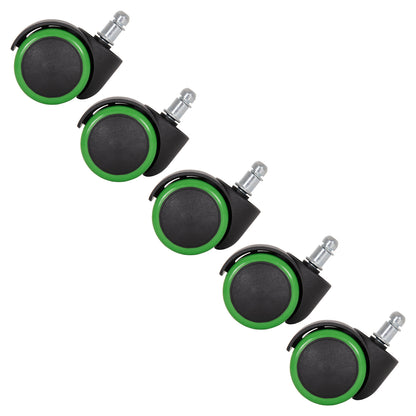REPLACEMENT CASTOR WHEELS 5PCS SET FOR OFFICE CHAIRS HM1203.03--BLACK & GREEN