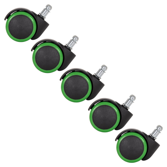 REPLACEMENT CASTOR WHEELS 5PCS SET FOR OFFICE CHAIRS HM1203.03--BLACK & GREEN