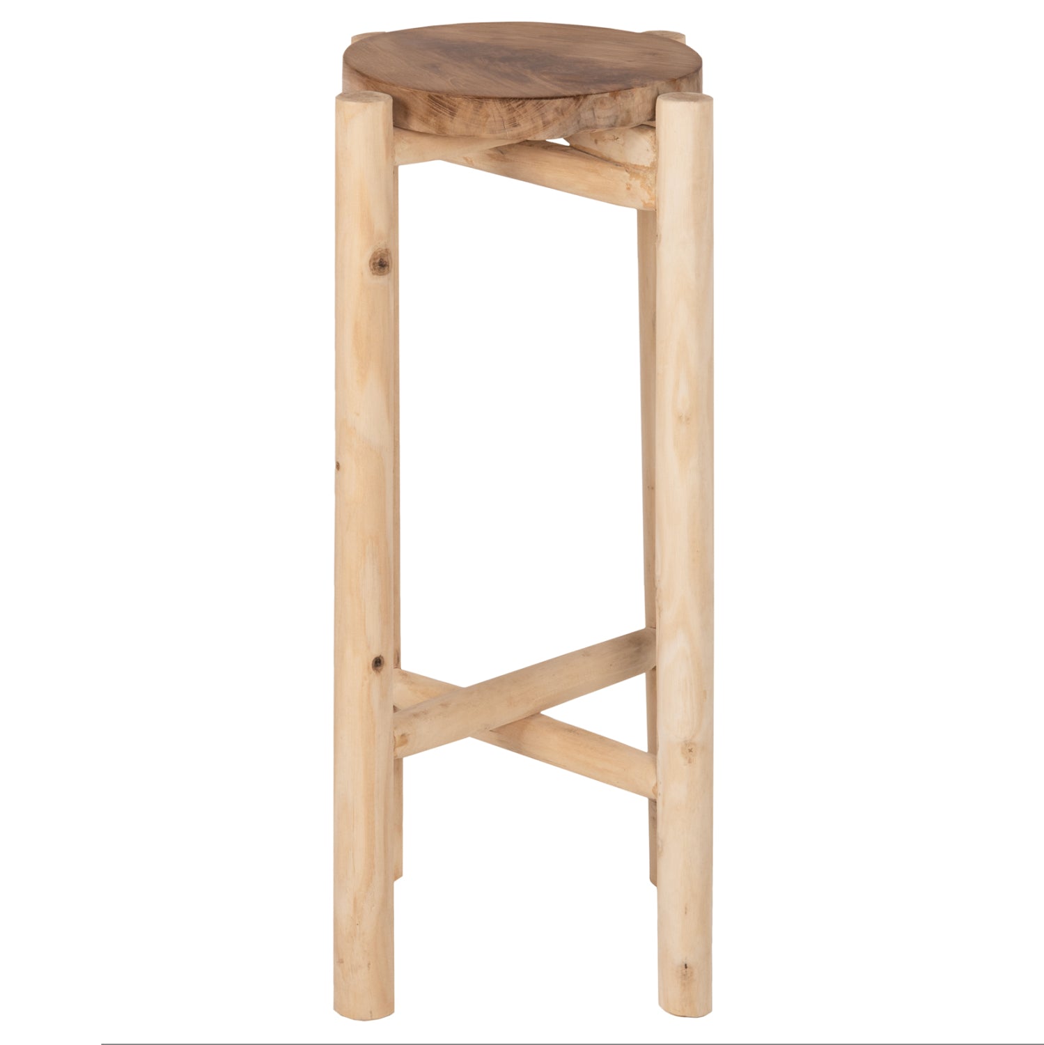 FLOWER PEDESTAL HM7935 TEAK WOOD IN NATURAL COLOR Φ30x75,5Hcm.