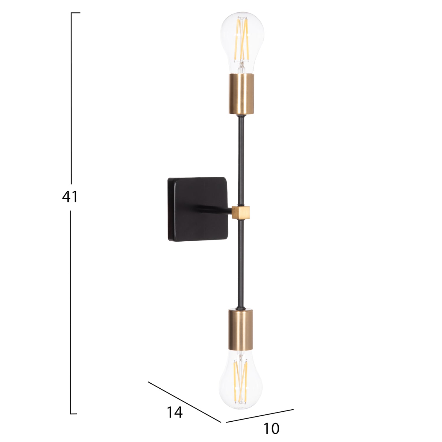 WALL SCONCE SABER2 HM4465 METAL IN BLACK & GOLD 10x14x41Hcm.