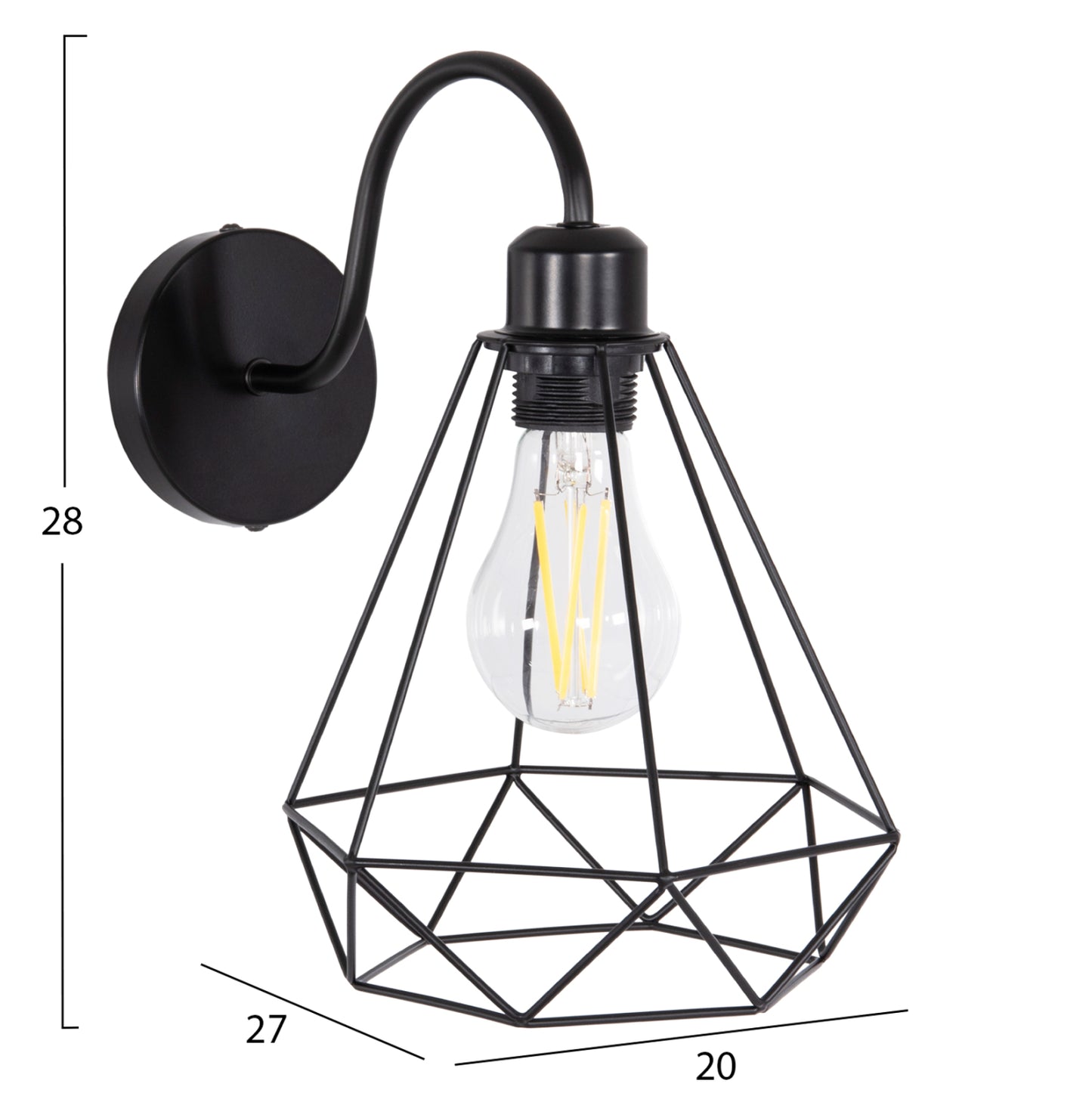 WALL SCONCE MILID HM4468 METAL IN BLACK 20x27x28Hcm.