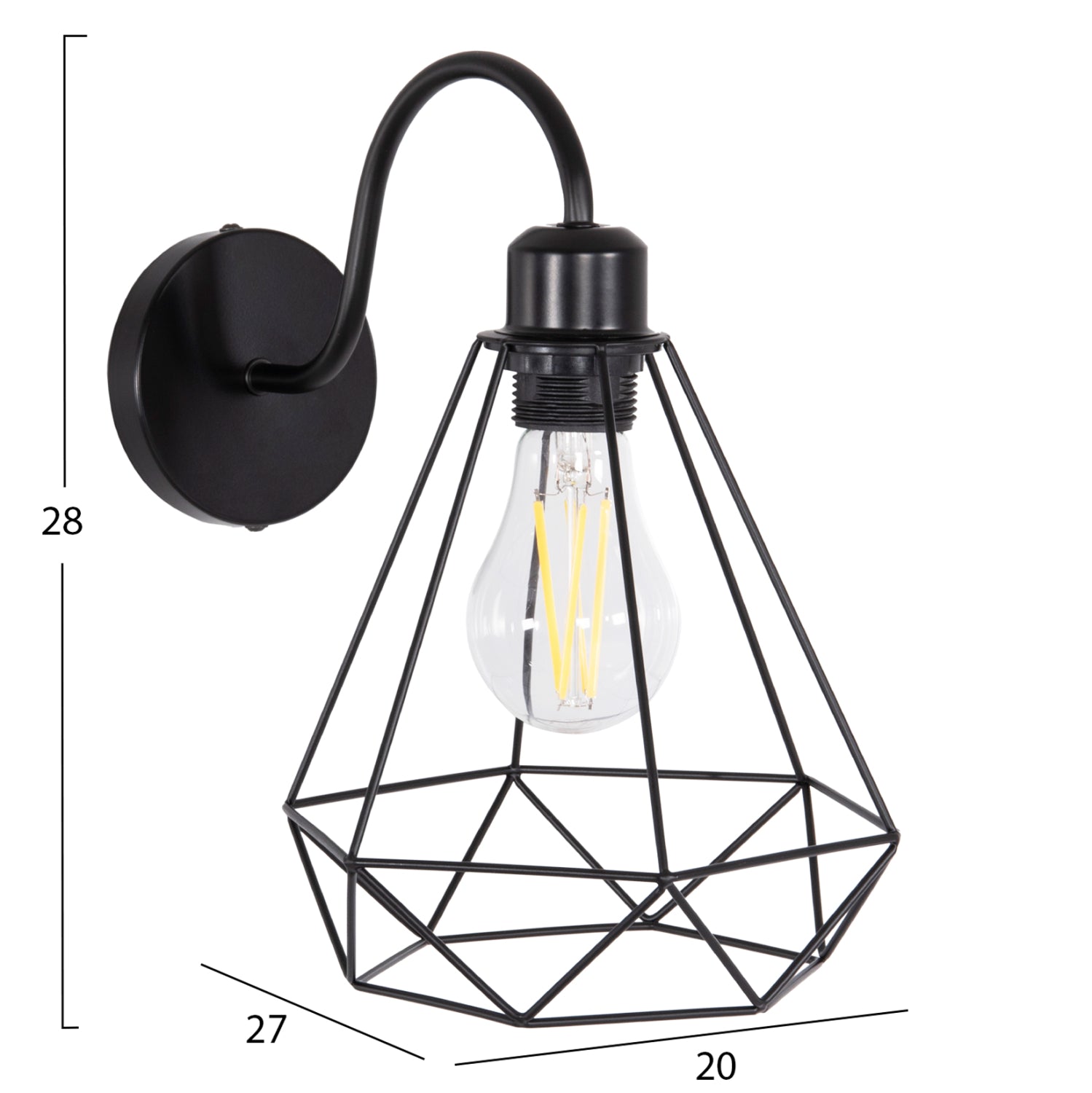WALL SCONCE MILID HM4468 METAL IN BLACK 20x27x28Hcm.