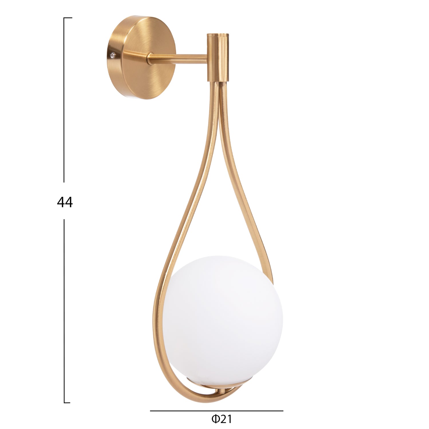 WALL SCONCE BAIS HM4472 GOLD WITH GLASS SPHERE [E27] 21x21x44Hcm.
