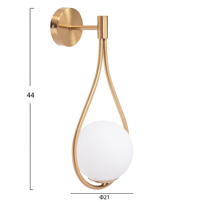 WALL SCONCE BAIS HM4472 GOLD WITH GLASS SPHERE [E27] 21x21x44Hcm.