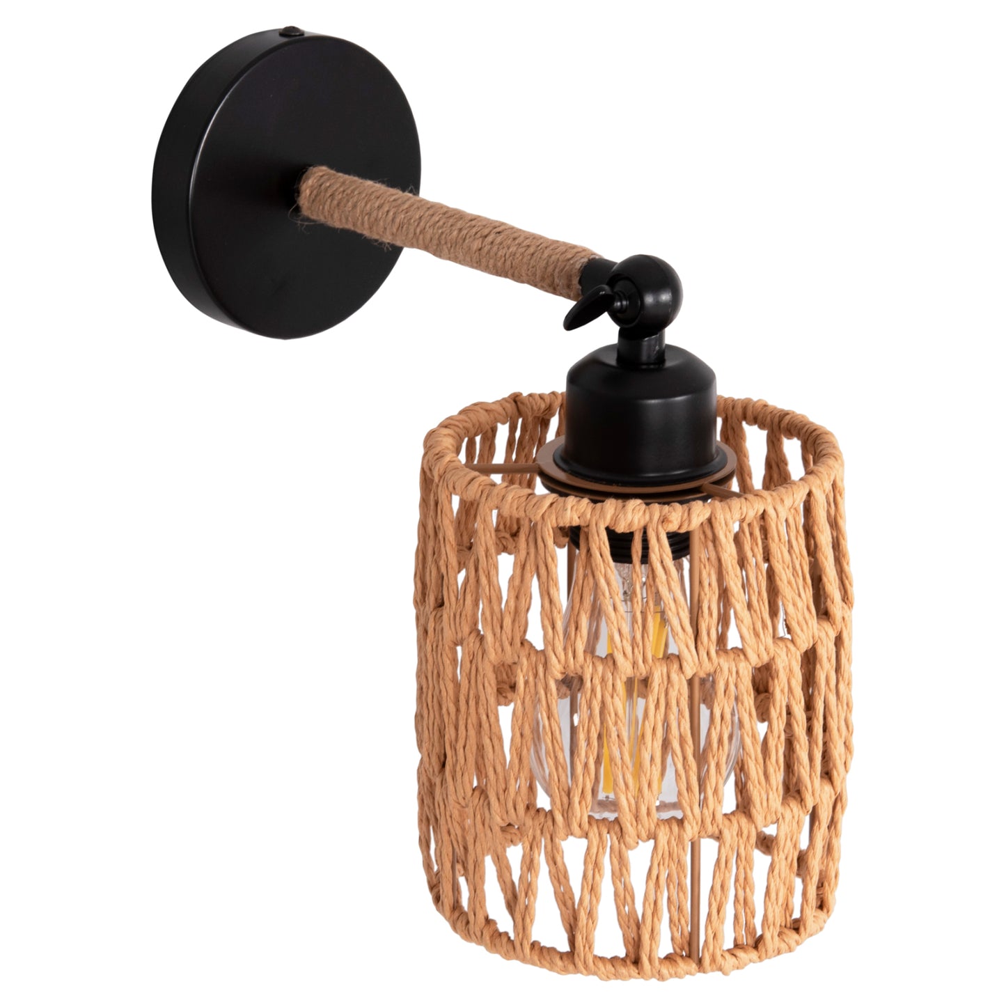 WALL SCONCE STOLT2 HM4484 METAL BASE-HEMP ROPE-[E27] 12x23x24Hcm.