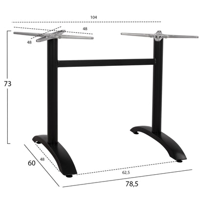 ALUMINUM Base 2 legs HM461.01 Blck Matte 78x60x73