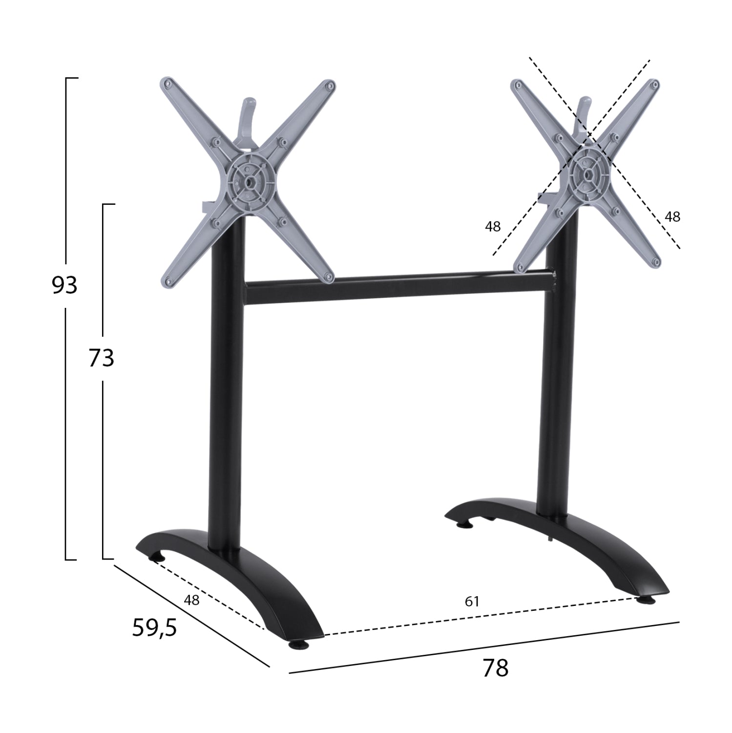 ALUMINUM Base 2 column HM468.01 Black Matte 78x59.5x73cm