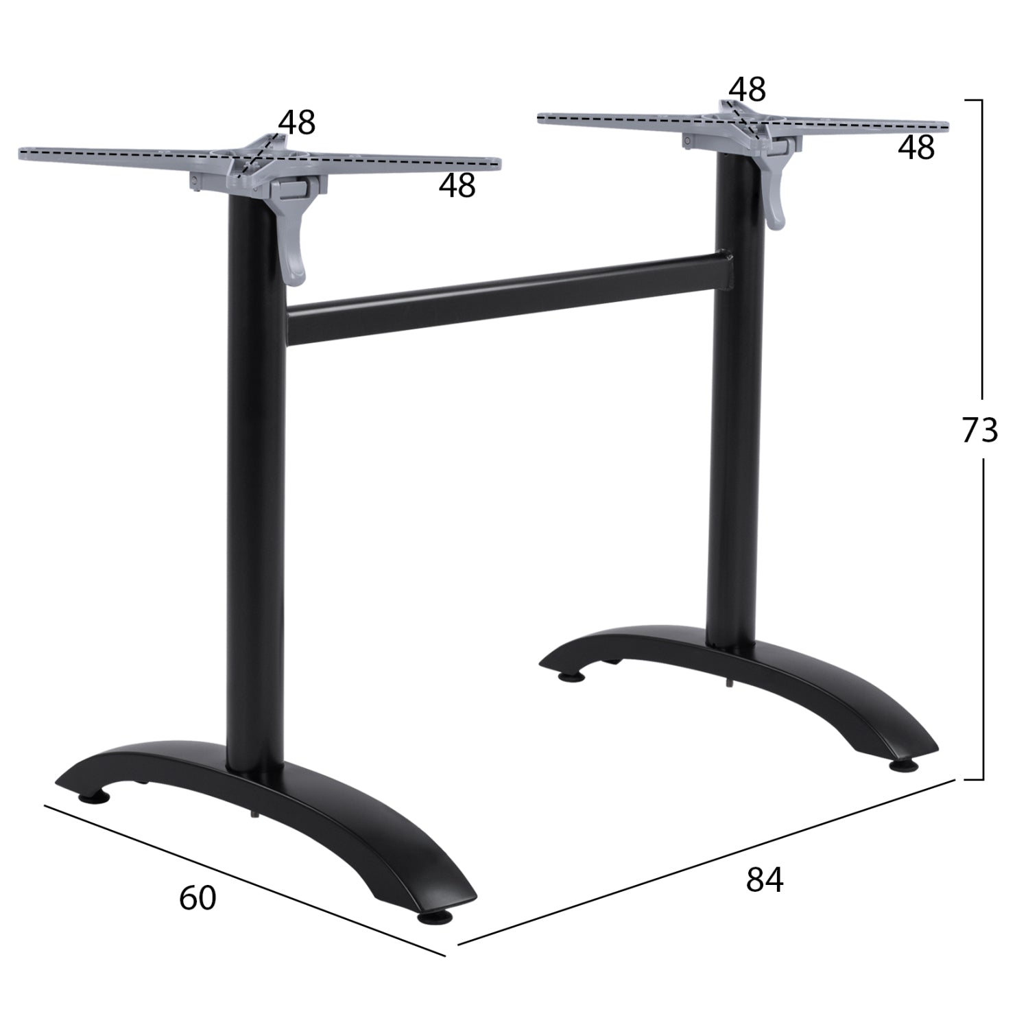 ALUMINUM Base 2 column HM468.01 Black Matte 78x59.5x73cm