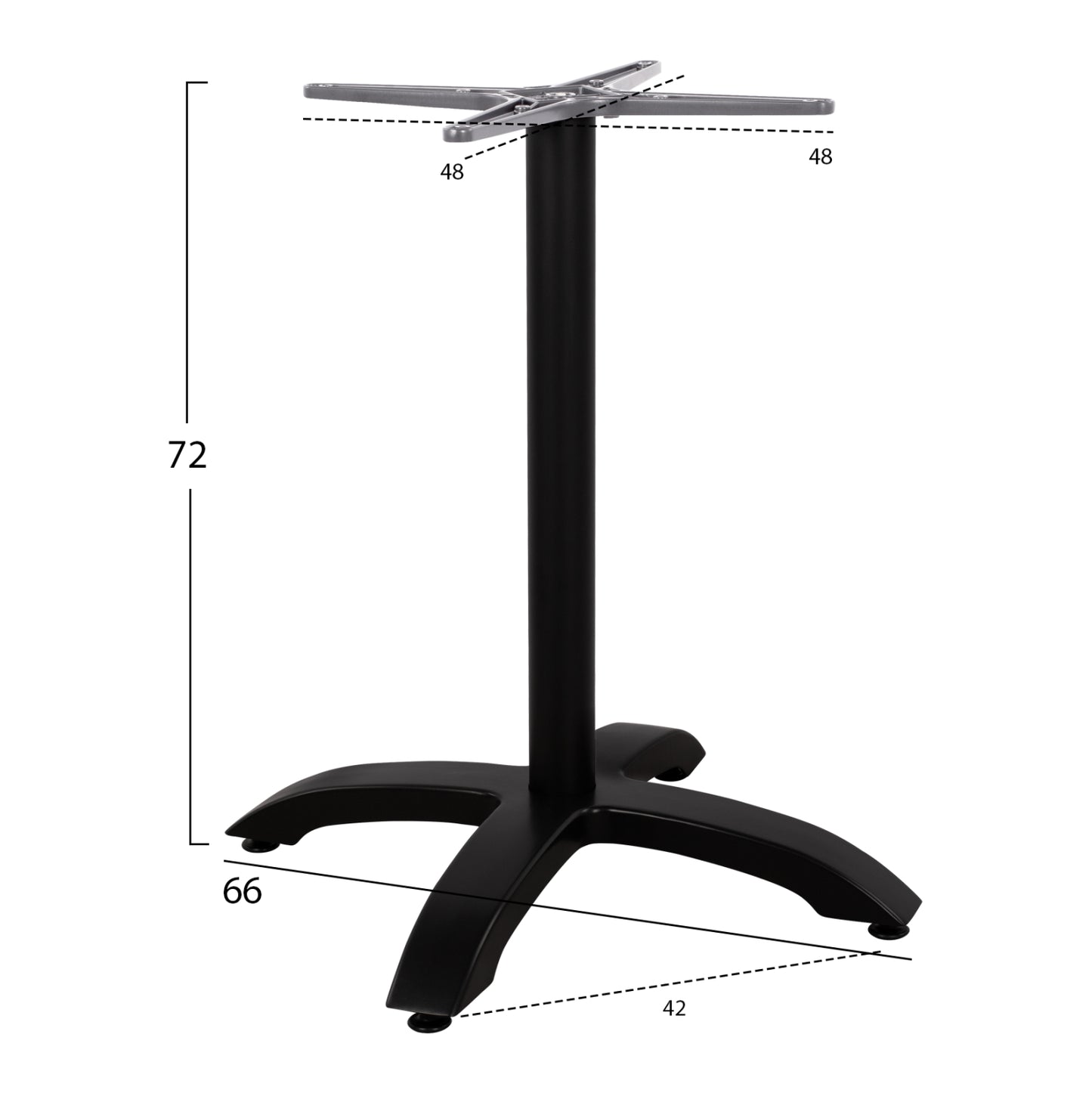 Aluminum Base HM460.01 Black Matte 66x66x72cm with cross 48x48cm