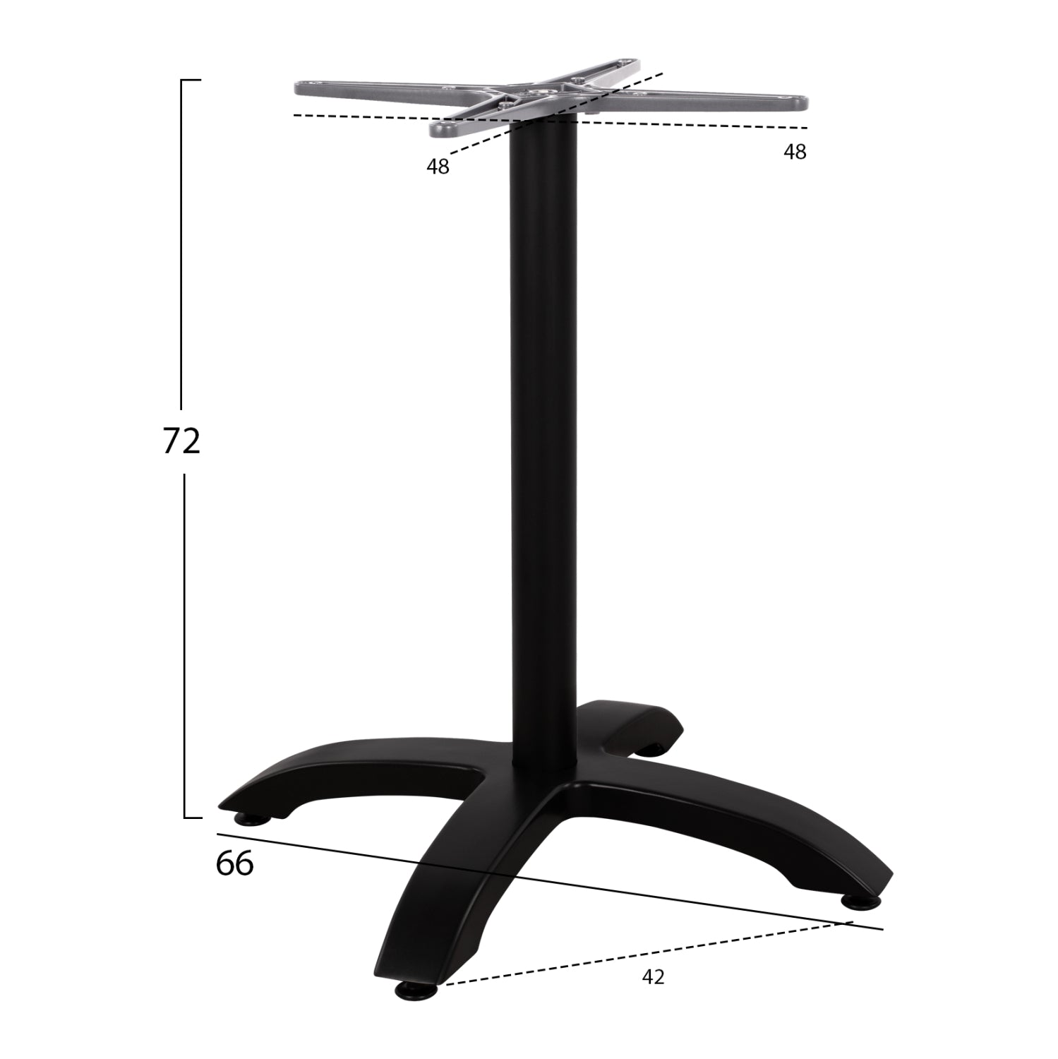 Aluminum Base HM460.01 Black Matte 66x66x72cm with cross 48x48cm