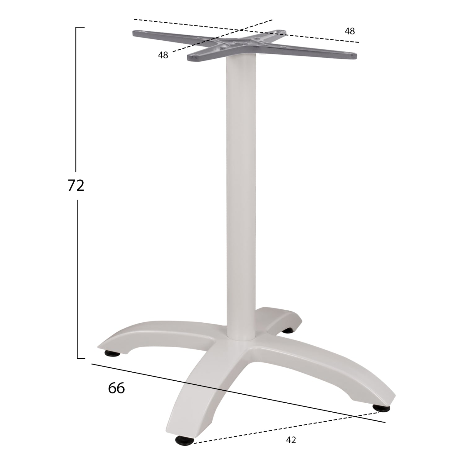 Aluminum Base HM460.02 White matte 66x66x72 with cross 48x48