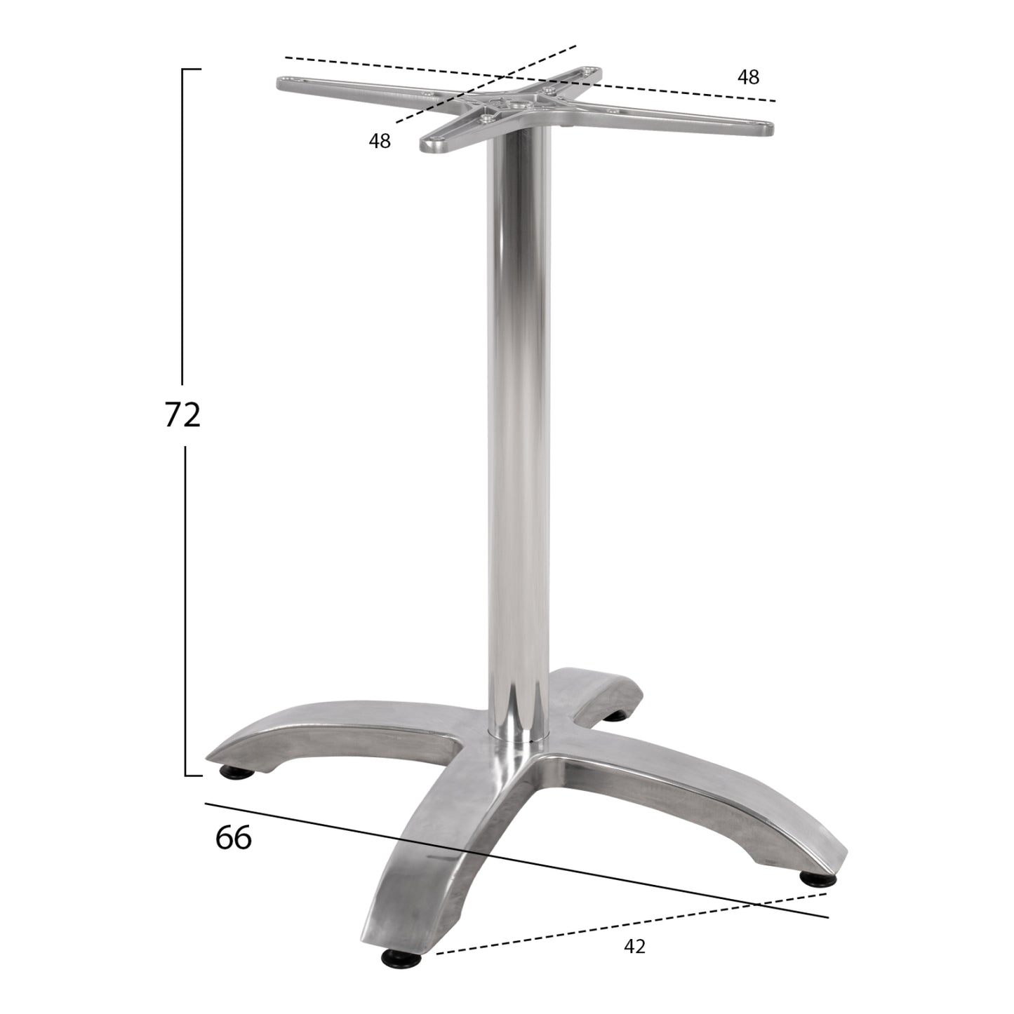Aluminum Base HM460.03 Chromed 66x66x72H with cross 48x48