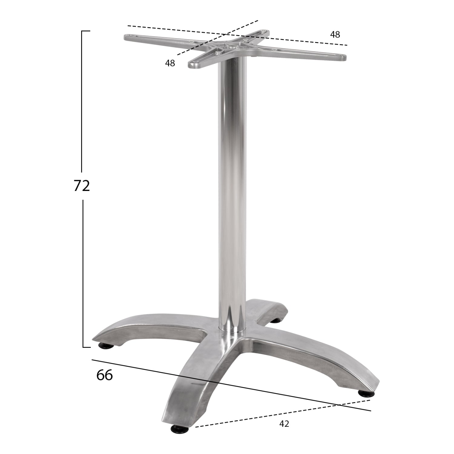 Aluminum Base HM460.03 Chromed 66x66x72H with cross 48x48
