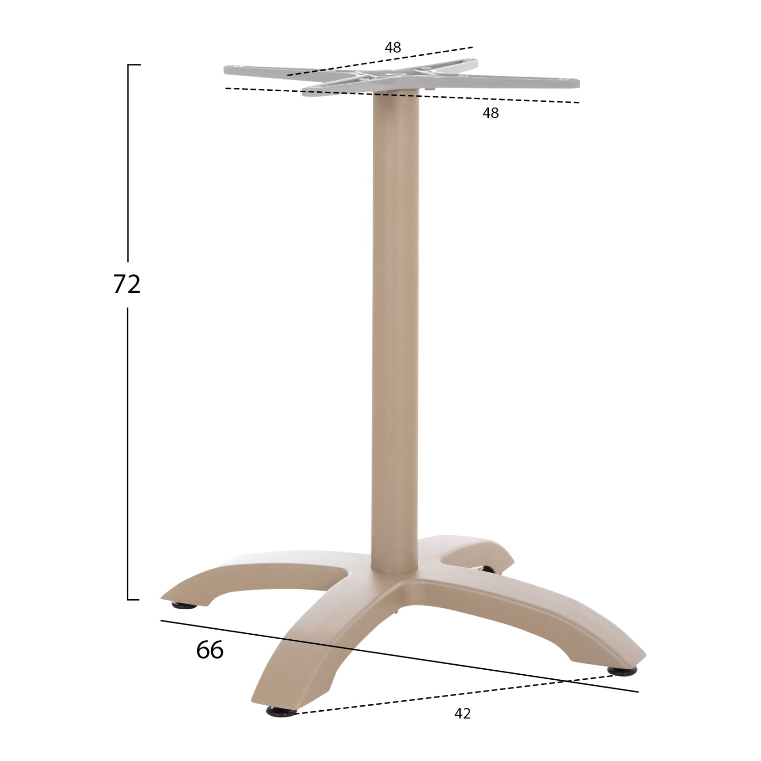 ALUMINUM TABLE BASE HM460.25 CAPPUCCINO MATTE 66x66x72Hcm. CROSS 48x48cm.