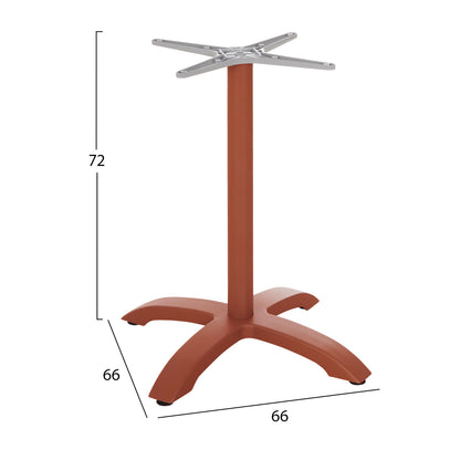 ALUMINUM TABLE BASE HM460.27 TERRACOTTA 66x66x72Hcm. CROSS 48x48cm.
